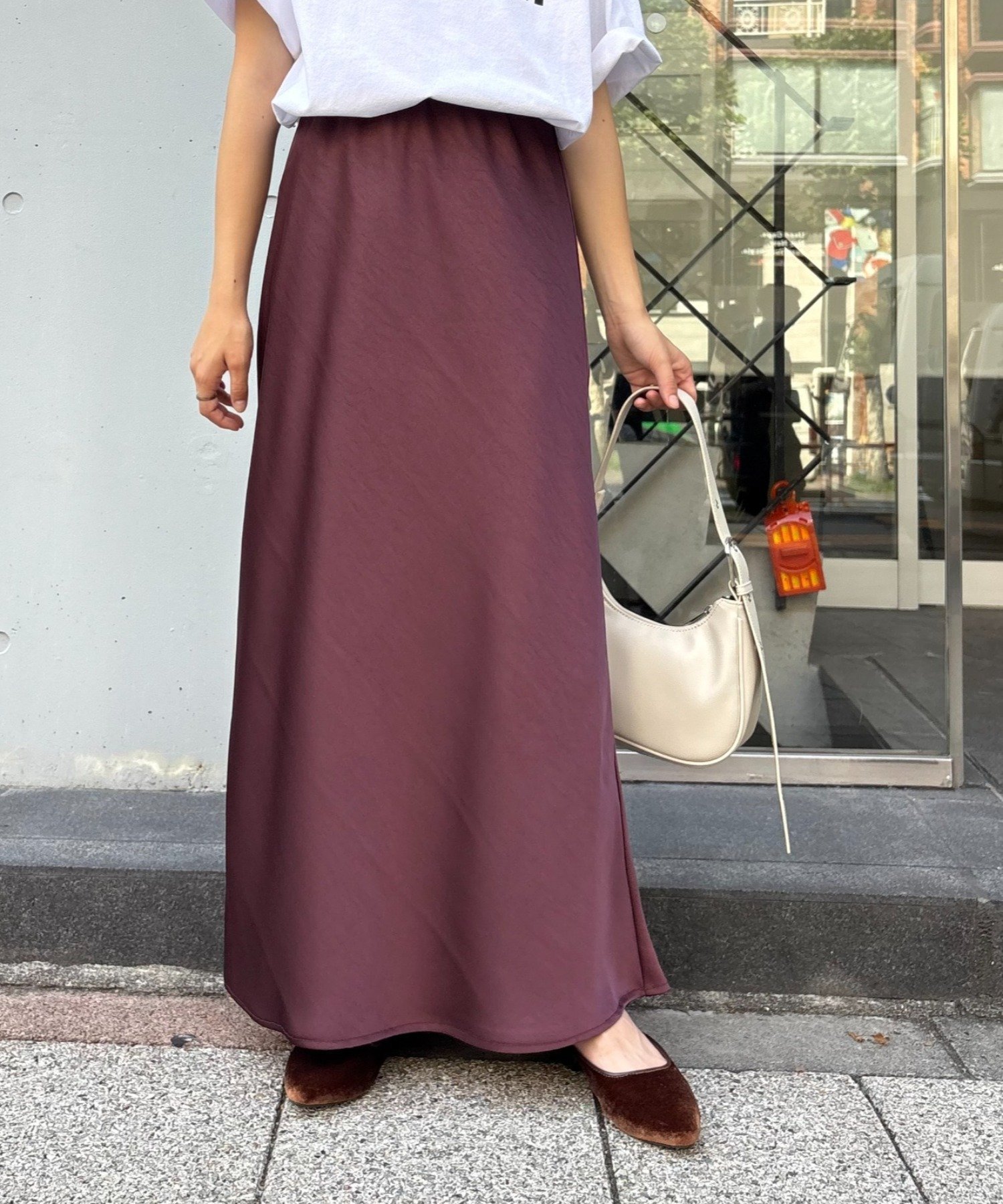 【チャオパニックティピー/CIAOPANIC TYPY】の【チェック柄登場/華奢見えが叶う】スタイルアップサテンスカート インテリア・キッズ・メンズ・レディースファッション・服の通販 founy(ファニー) 　ファッション　Fashion　レディースファッション　Fashion for Women　スカート　Skirts　サテン　Satin, Glossy Fabric　シンプル　Simple, Minimal　とろみ　Fluid, Flowy Fabric　チェック　Check, Plaid, Tartan　バランス　Balance, Style Balance　おすすめ　Recommended / Our Picks　エレガント 上品　Elegant　ボルドー|ID: prp329100004525784 ipo3291000000034577243