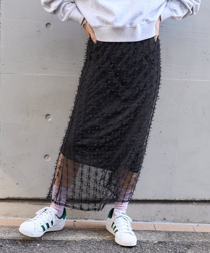 【フリークスストア/FREAK'S STORE】のリボン チュールスカート 24SS インテリア・キッズ・メンズ・レディースファッション・服の通販 founy(ファニー) 　ファッション　Fashion　レディースファッション　Ladies' Fashion Online　スカート　Skirt　2024年　2024　2024春夏・S/S　Ss,Spring/Summer,2024　おすすめ　Recommend　チュール　Tulle　フェミニン　Feminine　ペチコート　Petticoat　ミックス　Mix　リボン　Ribbon　夏　Summer　S/S・春夏　Ss・Spring/Summer　ブラック|ID: prp329100004525815 ipo3291000000032564838