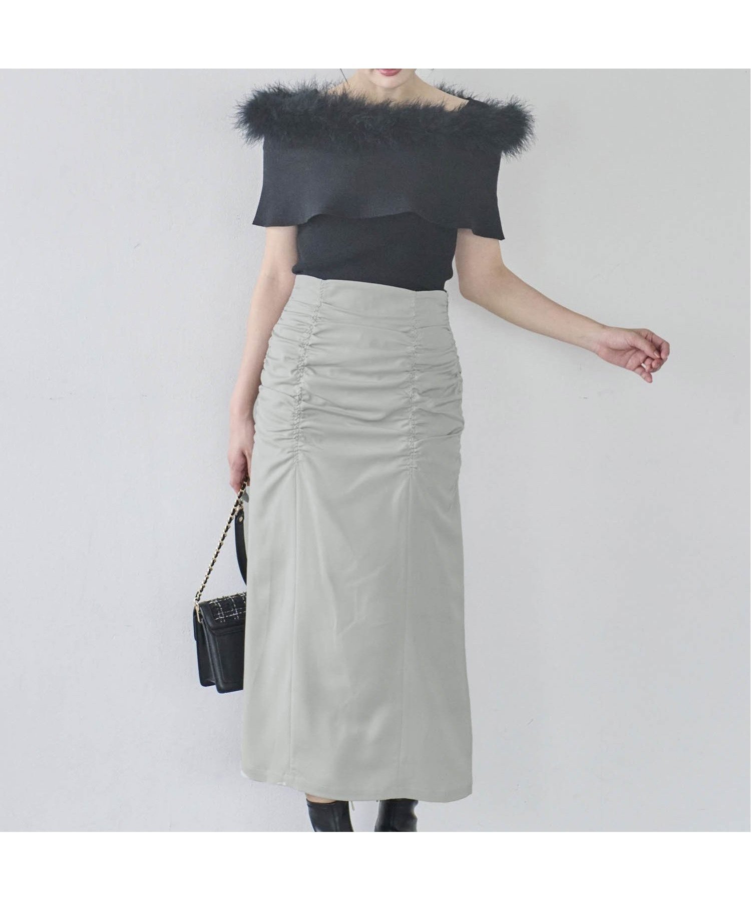【ノエラ/Noela】のパッカリングサテンナロースカート インテリア・キッズ・メンズ・レディースファッション・服の通販 founy(ファニー) 　ファッション　Fashion　レディースファッション　WOMEN　スカート　Skirt　ギャザー　Gather　サテン　Satin　ドレープ　Drape　ポケット　Pocket　ライトグリーン|ID: prp329100004525831 ipo3291000000032009168