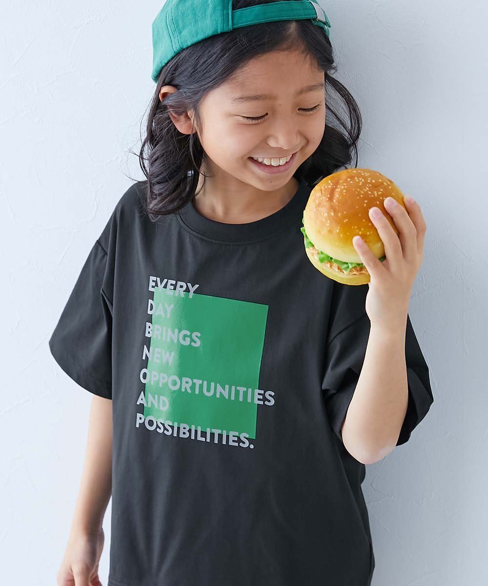 【デビロック/devirock / KIDS】のデビラボ 洗濯に強い BIGシルエット プリント半袖Tシャツ Tシャツ トップス 25SS インテリア・キッズ・メンズ・レディースファッション・服の通販 founy(ファニー) 　ファッション　Fashion　キッズファッション　KIDS　トップス・カットソー　Tops/Tees/Kids　ストレッチ　Stretch　トレンド　Trend　フレア　Flare　プリント　Print　ベーシック　Basic　半袖　Short Sleeve　おすすめ　Recommend　夏　Summer　2025年　2025　2025春夏・S/S　Ss,Spring/Summer,2025　004-スクエア-ブラック|ID: prp329100004525835 ipo3291000000032009188