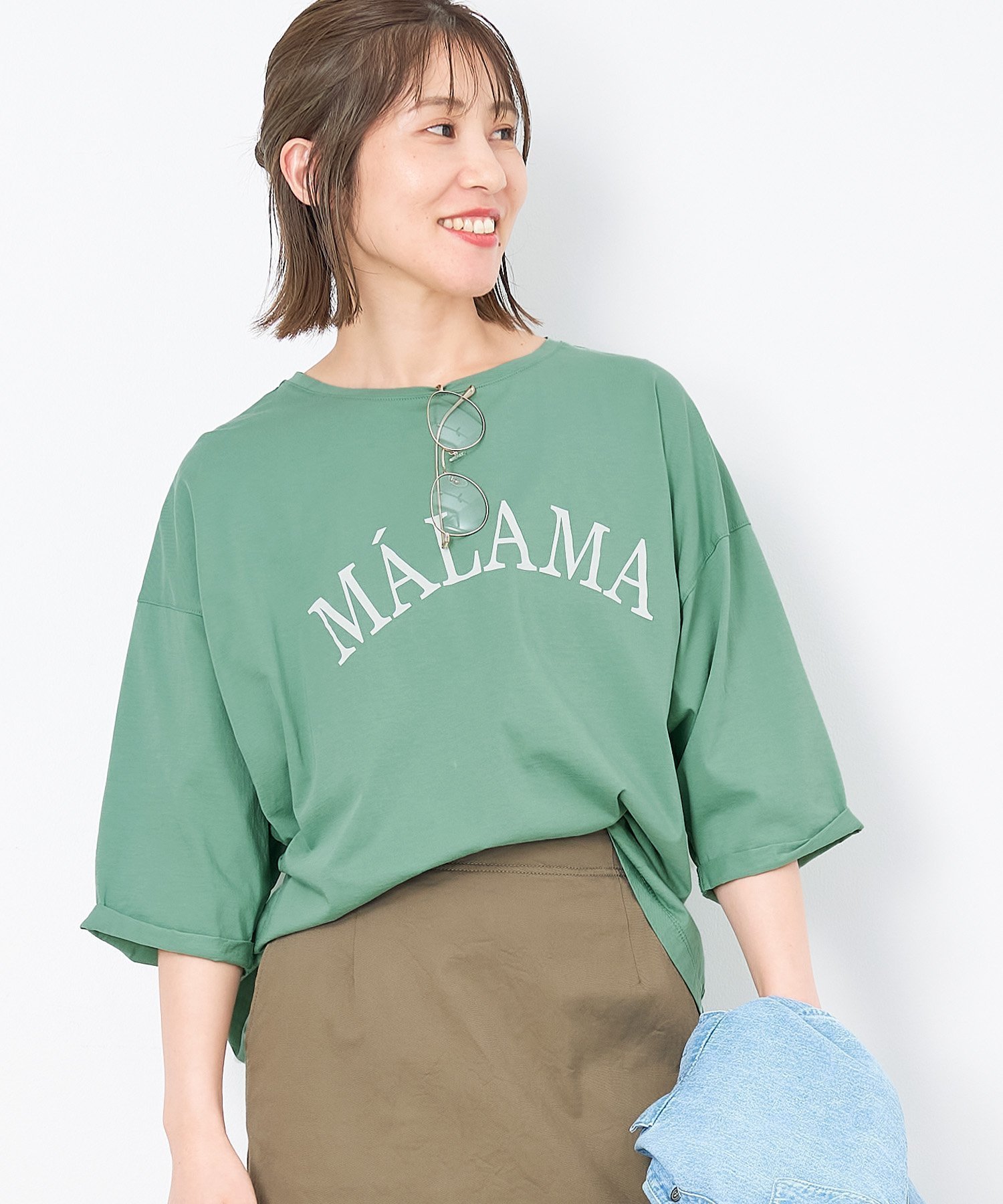 【マイカ ディール/MICA & DEAL】のMALAMA ロゴプリントプルオーバー インテリア・キッズ・メンズ・レディースファッション・服の通販 founy(ファニー) 　ファッション　Fashion　レディースファッション　WOMEN　トップス・カットソー　Tops/Tshirt　プルオーバー　Pullover　今季　This Season　シルク　Silk　プリント　Print　GREEN|ID: prp329100004525853 ipo3291000000032009261