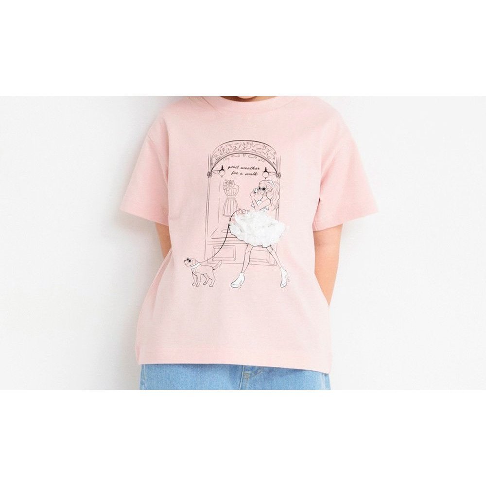 【ブランシェス/branshes / KIDS】のアソートパリアートTシャツ インテリア・キッズ・メンズ・レディースファッション・服の通販 founy(ファニー) 　ファッション　Fashion　キッズファッション　KIDS　プリント　Print　モチーフ　Motif　レース　Race　エレガント 上品　Elegant　ピンク|ID: prp329100004525856 ipo3291000000032009277