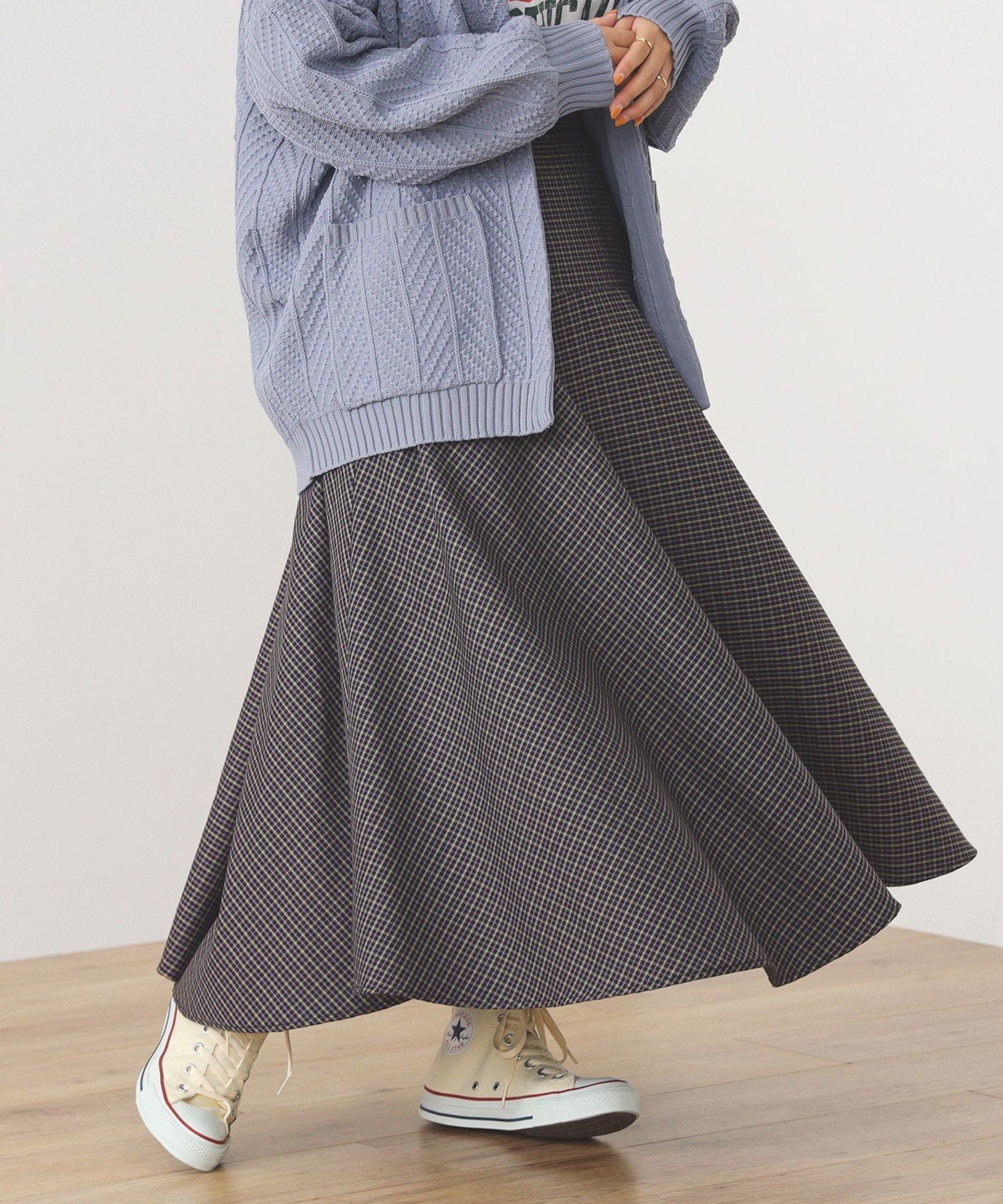 【その他のブランド/Other】のBEAMS HEART / イレギュラーヘム チェックスカート インテリア・キッズ・メンズ・レディースファッション・服の通販 founy(ファニー) 　ファッション　Fashion　レディースファッション　WOMEN　スカート　Skirt　イレギュラーヘム　Irregular Hem　クラシカル　Classical　スニーカー　Sneakers　タイツ　Tights　チェック　Check　フレア　Flare　切替　Switching　BLACK|ID: prp329100004525857 ipo3291000000032009283