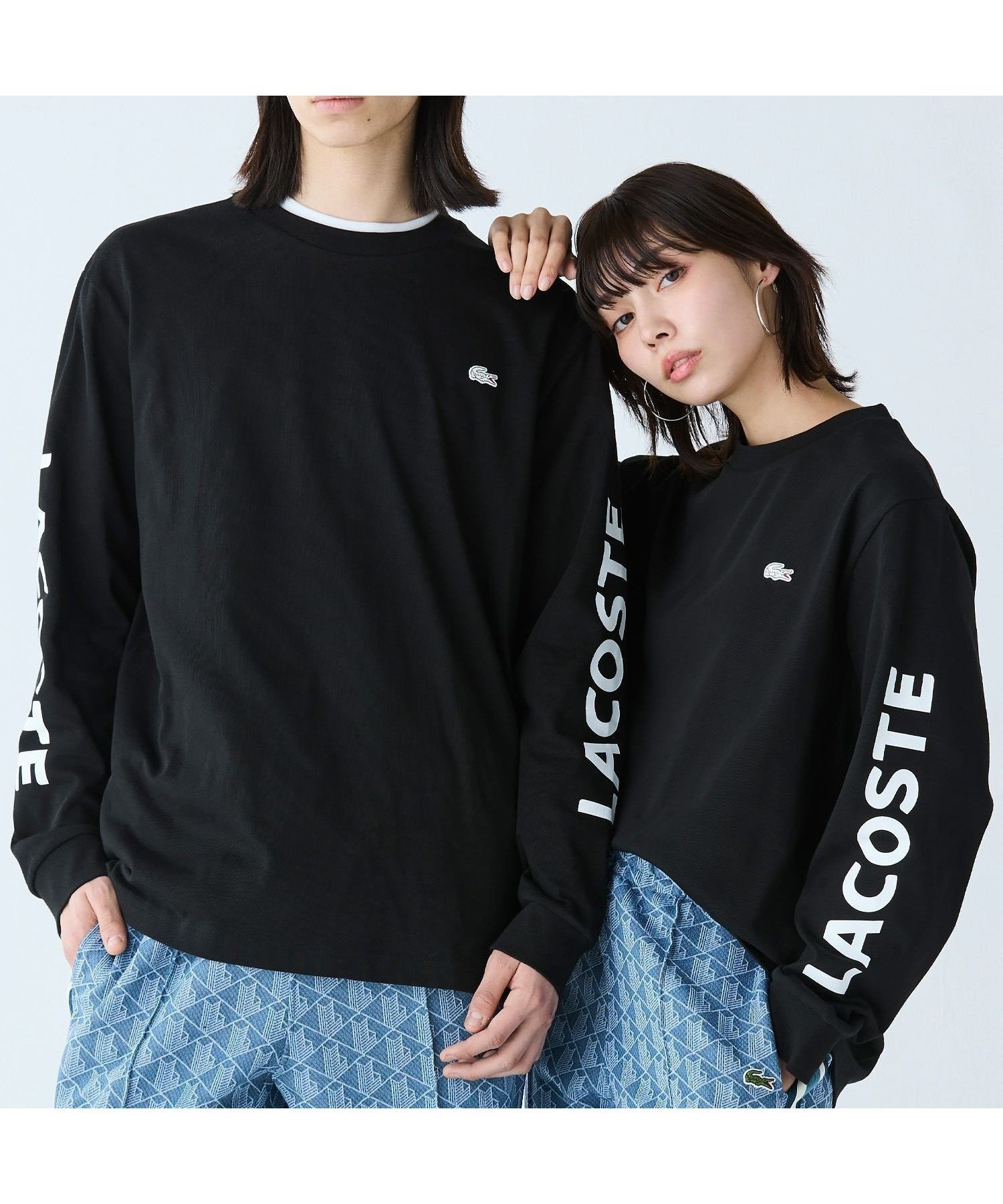 【ラコステ/LACOSTE】のヘビーウェイトスリーブプリント ロングリブスリーブTシャツ インテリア・キッズ・メンズ・レディースファッション・服の通販 founy(ファニー) 　ファッション　Fashion　レディースファッション　WOMEN　トップス・カットソー　Tops/Tshirt　シャツ/ブラウス　Shirts/Blouses　ロング / Tシャツ　T-Shirts　クラシック　Classic　シンプル　Simple　スポーティ　Sporty　スマート　Smart　スリット　Slit　スリーブ　Sleeve　フィット　Fit　プリント　Print　ラバー　Rubber　ブラック|ID: prp329100004525859 ipo3291000000032009285