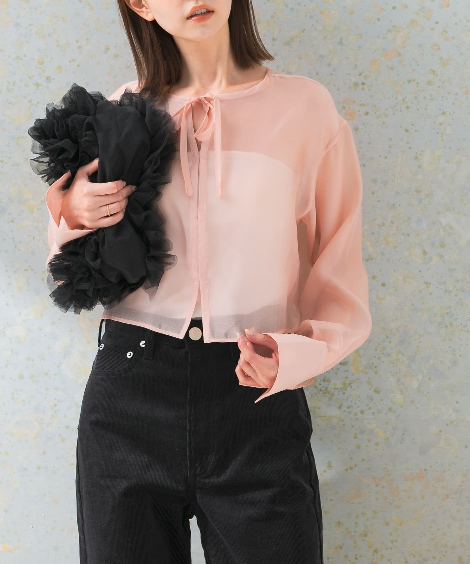 【アーバンリサーチ ロッソ/URBAN RESEARCH ROSSO】のシアーショートブラウス インテリア・キッズ・メンズ・レディースファッション・服の通販 founy(ファニー) 　ファッション　Fashion　レディースファッション　WOMEN　トップス・カットソー　Tops/Tshirt　シャツ/ブラウス　Shirts/Blouses　2024年　2024　2024-2025秋冬・A/W　Aw/Autumn/Winter/Fw/Fall/2024-2025　冬　Winter　インナー　Inner　シアー　Sheer　ショート　Short　スリット　Slit　トレンド　Trend　リボン　Ribbon　A/W・秋冬　Aw・Autumn/Winter・Fw・Fall-Winter　pink|ID: prp329100004525923 ipo3291000000032009524