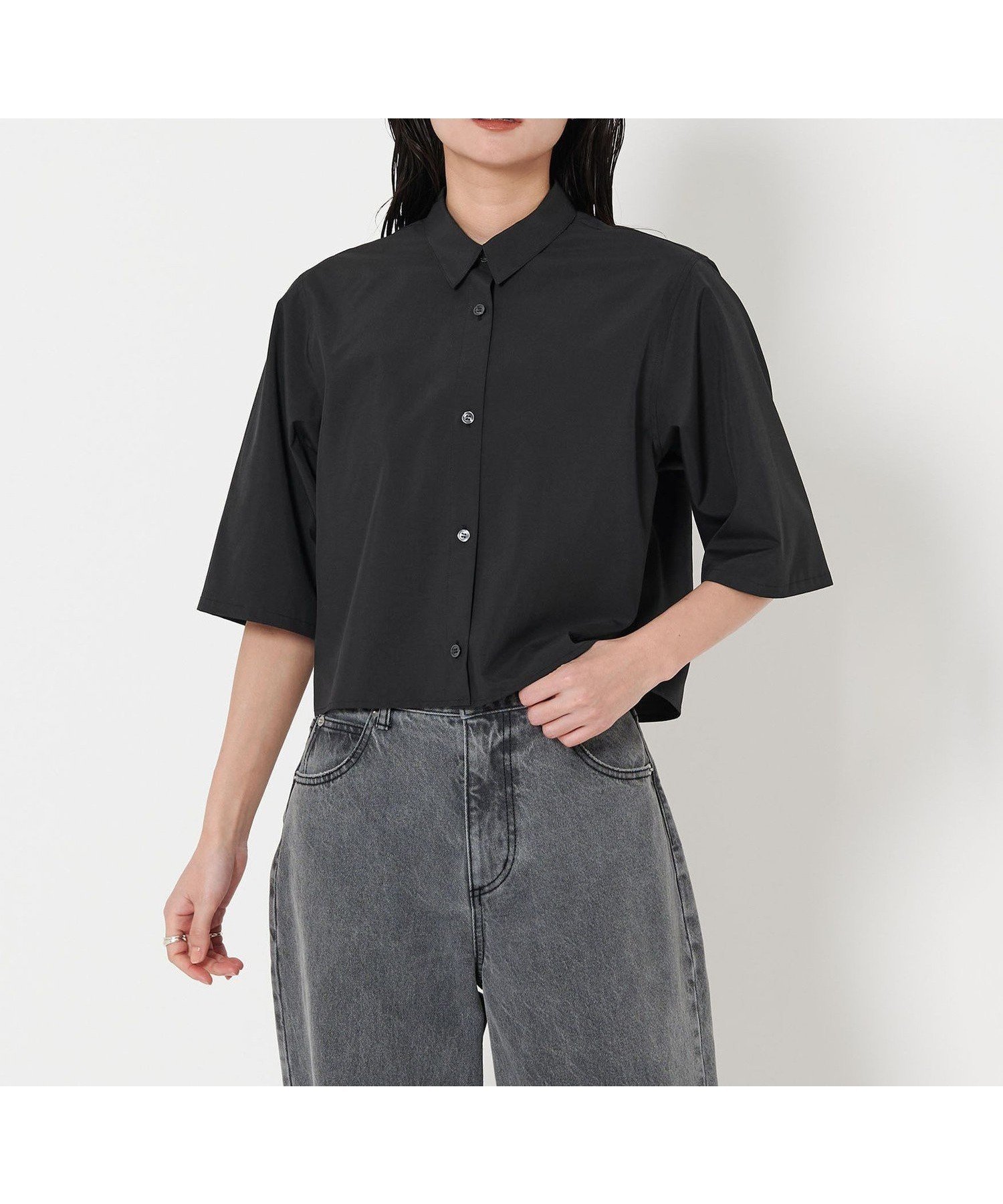 【ユナイテッドアローズ/UNITED ARROWS】のMARW UNITED ARROWS 5分袖 ショート シャツ インテリア・キッズ・メンズ・レディースファッション・服の通販 founy(ファニー) 　ファッション　Fashion　レディースファッション　Fashion for Women　トップス・カットソー　Cut & Sew Tops　シャツ・ブラウス・オフィスカジュアル　Elegant Blouses & Button-Ups　クロップド　Cropped, Short Length　コンパクト　Compact, Small Size　ショート　Short, Short Length　タイプライター　Typewriter Fabric, Crisp Cotton　人気　Popular, Best Seller　おすすめ　Recommended / Our Picks　ビジネス 仕事 通勤　Business / Work / Commuting　BLACK|ID: prp329100004525969 ipo3291000000033797338