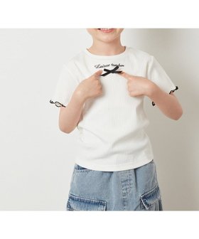 【アー ヴェー ヴェー/a.v.v / KIDS】の100-130 ロゴ刺繍入りプチリボンカットソー 人気、トレンドファッション・服の通販 founy(ファニー) ファッション Fashion キッズファッション KIDS トップス・カットソー Tops/Tees/Kids インナー Inner キュロット Culottes コンパクト Compact シンプル Simple テレコ Tereko デニム Denim フリル Frills ボトム Bottom 再入荷 Restock/Back In Stock/Re Arrival おすすめ Recommend エレガント 上品 Elegant |ID:prp329100004525973