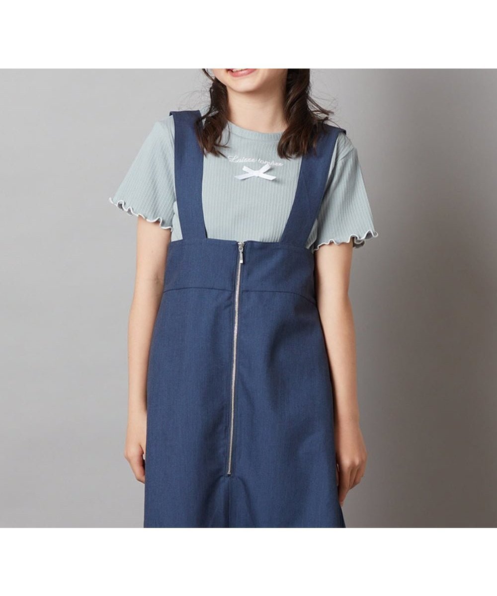 【アー ヴェー ヴェー/a.v.v / KIDS】の100-130 ロゴ刺繍入りプチリボンカットソー インテリア・キッズ・メンズ・レディースファッション・服の通販 founy(ファニー) 　ファッション　Fashion　キッズファッション　KIDS　トップス・カットソー　Tops/Tees/Kids　インナー　Inner　キュロット　Culottes　コンパクト　Compact　シンプル　Simple　テレコ　Tereko　デニム　Denim　フリル　Frills　ボトム　Bottom　再入荷　Restock/Back In Stock/Re Arrival　おすすめ　Recommend　エレガント 上品　Elegant　ライトブルー|ID: prp329100004525973 ipo3291000000032009713