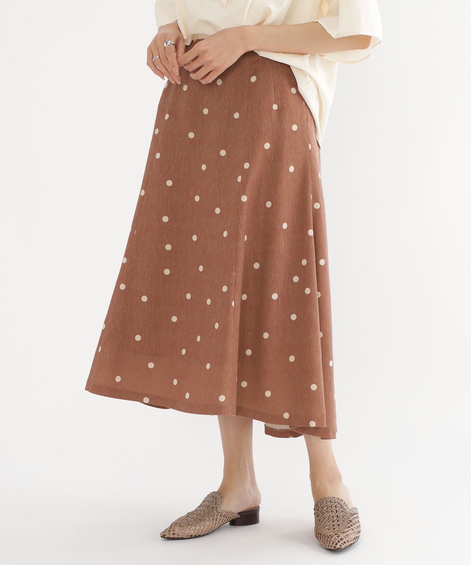 【その他のブランド/Other】のBEAMS HEART / ドット切替 フレアスカート インテリア・キッズ・メンズ・レディースファッション・服の通販 founy(ファニー) 　ファッション　Fashion　レディースファッション　WOMEN　スカート　Skirt　Aライン/フレアスカート　Flared A-Line Skirts　おすすめ　Recommend　ドット　Dot　フレア　Flare　ランダム　Random　切替　Switching　BROWN|ID: prp329100004526001 ipo3291000000032009830