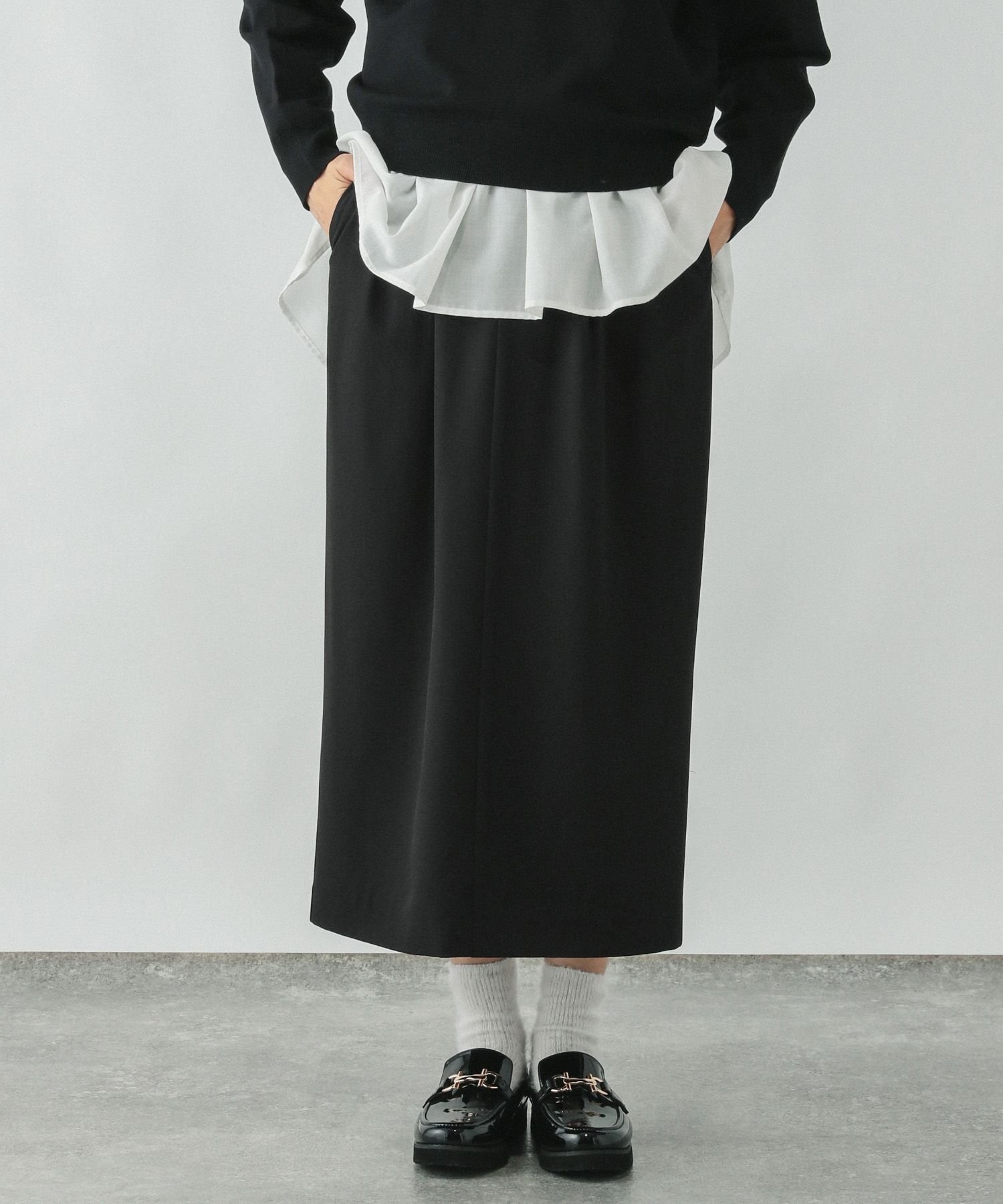 【グローバルワーク/GLOBAL WORK】のリラックススマートIラインスカート/253470 インテリア・キッズ・メンズ・レディースファッション・服の通販 founy(ファニー) 　ファッション　Fashion　レディースファッション　WOMEN　スカート　Skirt　ジャケット　Jacket　ストレッチ　Stretch　デニム　Denim　フロント　Front　人気　Popularity　長袖　Long Sleeve　ブラック09|ID: prp329100004526019 ipo3291000000032009925