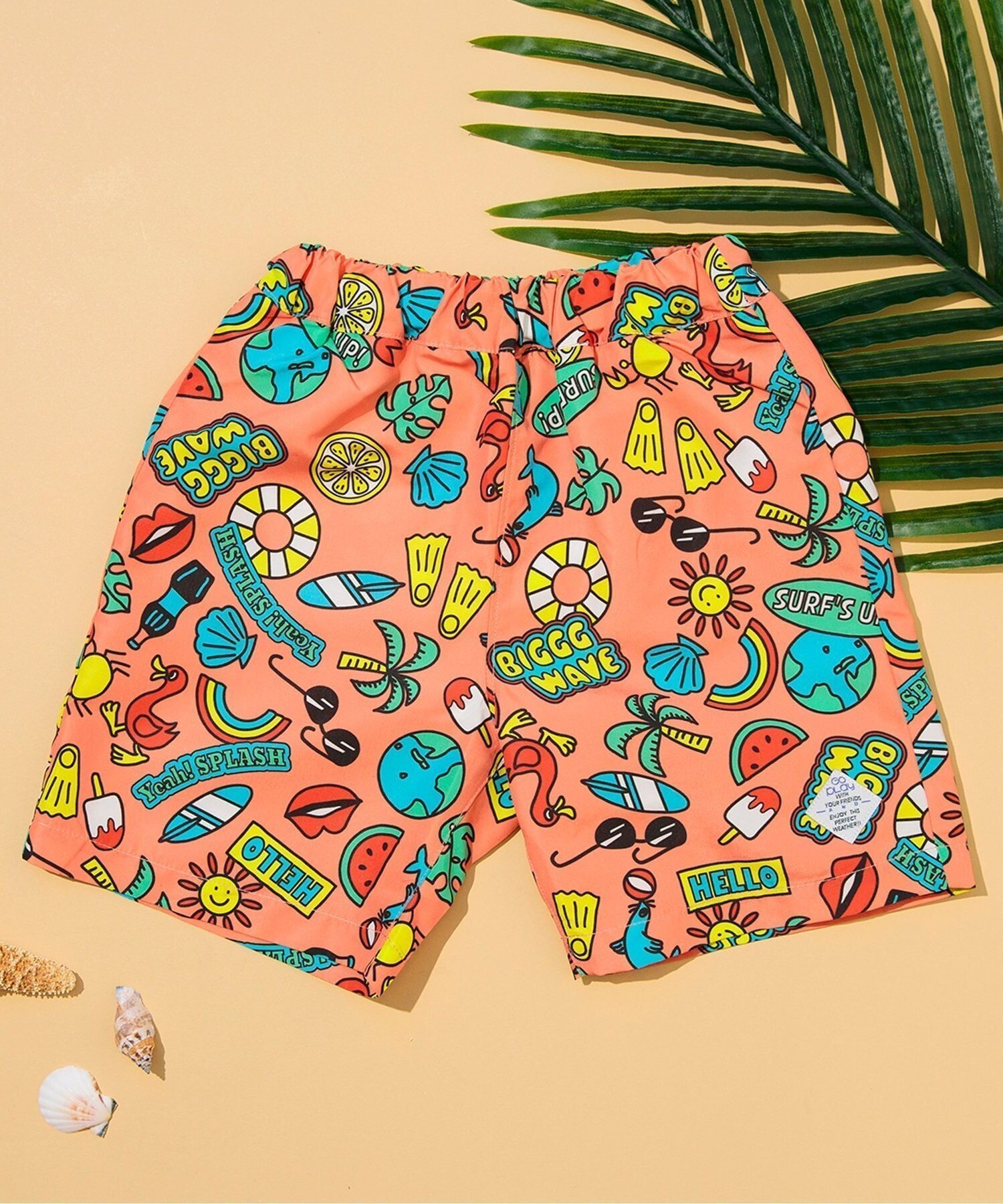 【エフオー オンラインストア/F.O.Online Store / KIDS】のわくわくビーチショーツ 4分丈 インテリア・キッズ・メンズ・レディースファッション・服の通販 founy(ファニー) 　ファッション　Fashion　キッズファッション　Fashion for Kids　インナー　Innerwear　ショーツ　Shorts, Short Pants　トレンド　Trend, Trending Now　ビーチ　Beach, Seaside　フィット　Fit, Slim Fit　フリル　Frill, Ruffle　ベビー　Baby, Babywear　メッシュ　Mesh, Net Fabric　夏　Summer　水着　Swimsuit, Swimwear　オレンジ|ID: prp329100004526025 ipo3291000000033507912