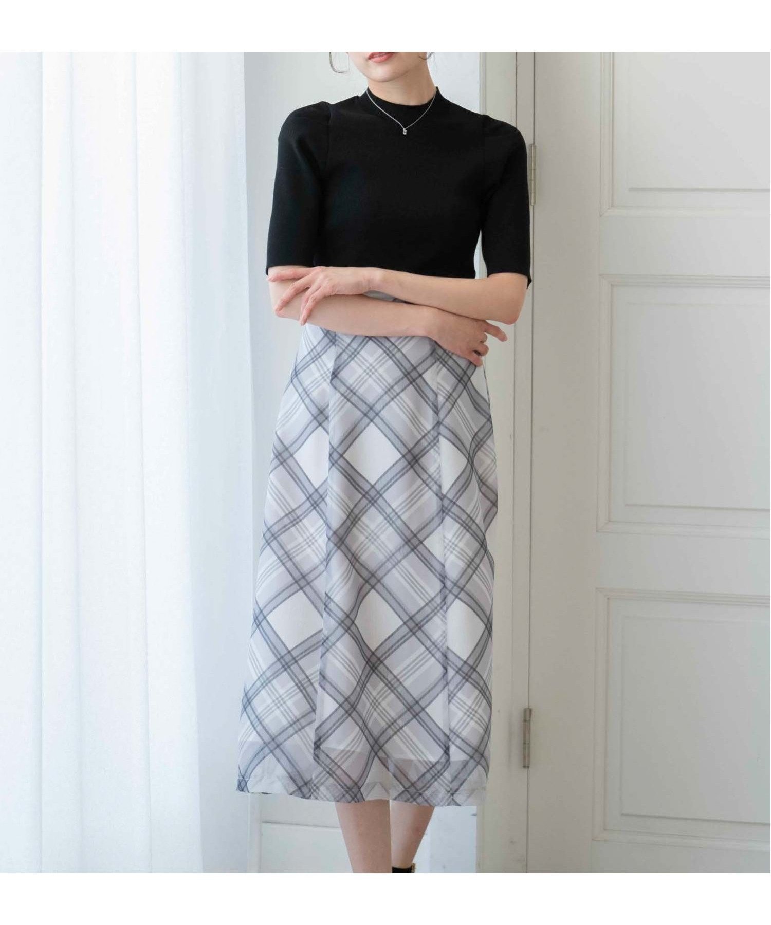 【ノエラ/Noela】のパターンスカート インテリア・キッズ・メンズ・レディースファッション・服の通販 founy(ファニー) 　ファッション　Fashion　レディースファッション　Ladies' Fashion Online　スカート　Skirt　チェック　Check　ドット　Dot　パターン　Pattern　フレア　Flare　ポケット　Pocket　グレー|ID: prp329100004526042 ipo3291000000032592307