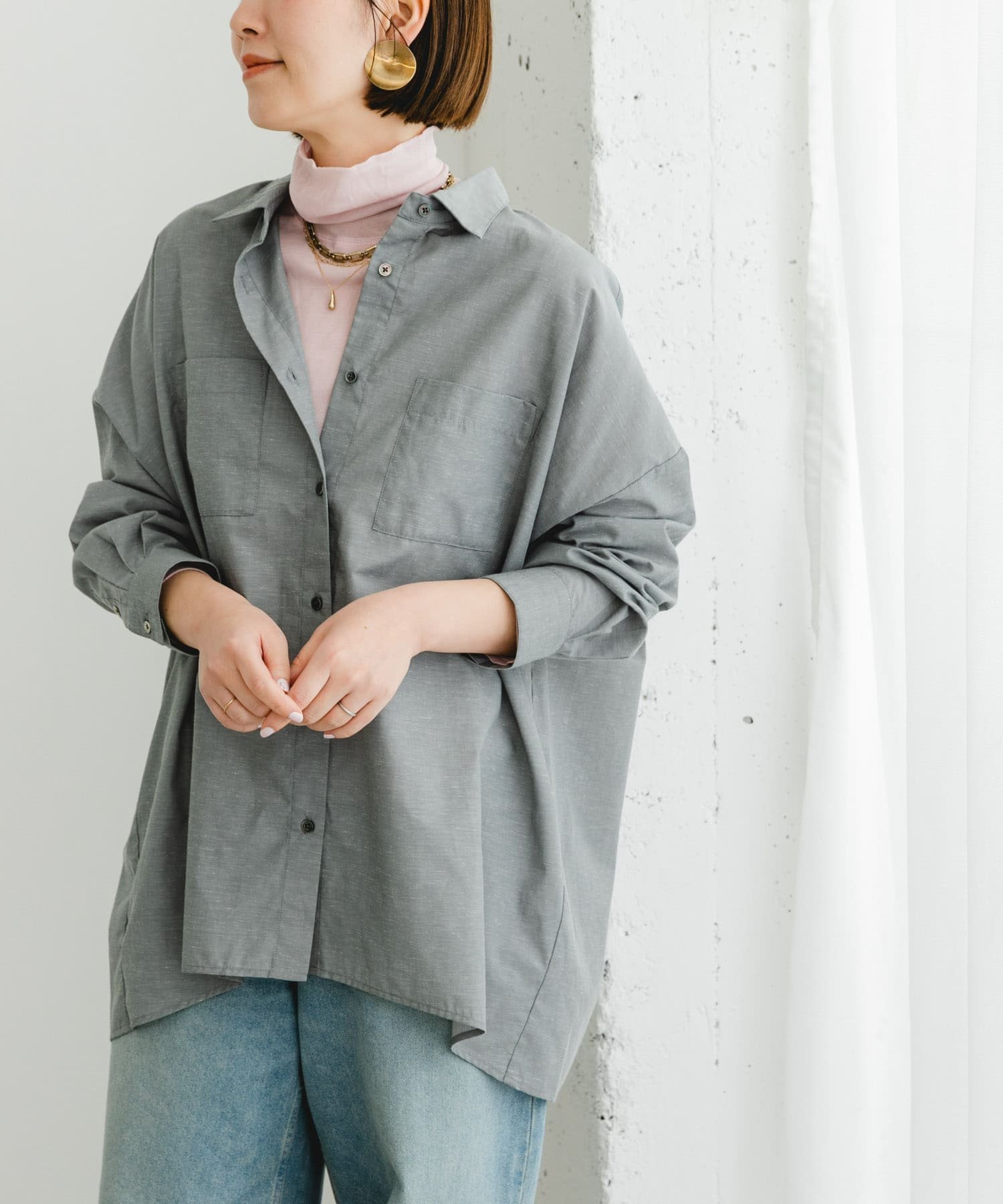 【アーバンリサーチ ロッソ/URBAN RESEARCH ROSSO】の『UR TECH』F by ROSSO イージーリネンオーバーシャツ インテリア・キッズ・メンズ・レディースファッション・服の通販 founy(ファニー) 　ファッション　Fashion　レディースファッション　WOMEN　トップス・カットソー　Tops/Tshirt　シャツ/ブラウス　Shirts/Blouses　抗菌　Antibacterial　ストライプ　Stripe　ベーシック　Basic　リネン　Linen　リラックス　Relax　S/S・春夏　Ss・Spring/Summer　おすすめ　Recommend　夏　Summer　エレガント 上品　Elegant　2025年　2025　2025春夏・S/S　Ss,Spring/Summer,2025　GRAY|ID: prp329100004526044 ipo3291000000032010051