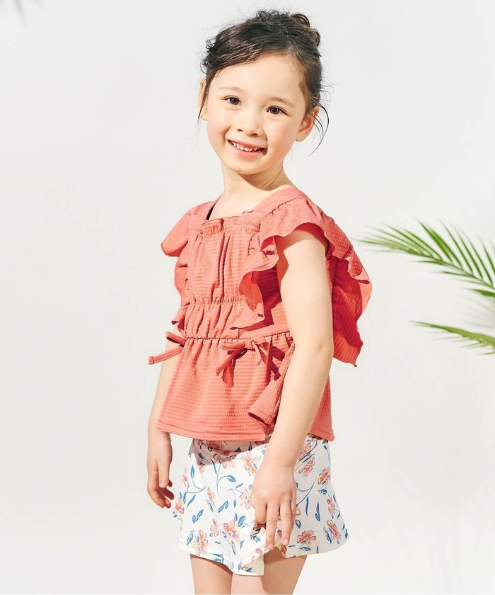 【その他のブランド/Other】のレモン・花柄シャーリングセパレート水着_UVカット インテリア・キッズ・メンズ・レディースファッション・服の通販 founy(ファニー) https://founy.com/ ファッション Fashion キッズファッション Fashion for Kids シャーリング Shirring, Ruched セパレート Separate, Two-Piece リボン Ribbon, Bow 水着 Swimsuit, Swimwear |ID: prp329100004526047 ipo3291000000032727206
