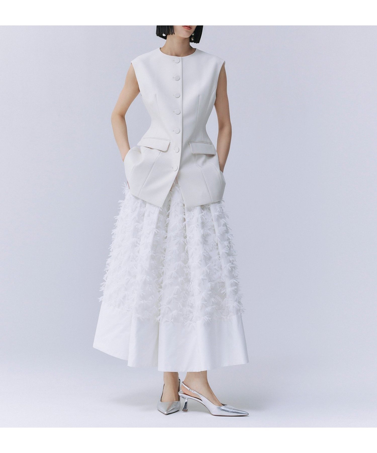 【エイミーイストワール/eimy istoire】のリボンクロスフレアスカート 人気、トレンドファッション・服の通販 founy(ファニー) 　ファッション　Fashion　レディースファッション　WOMEN　スカート　Skirt　Aライン/フレアスカート　Flared A-Line Skirts　春　Spring　カットソー　Cut And Sew　コンパクト　Compact　シンプル　Simple　スニーカー　Sneakers　ダウン　Down　バランス　Balance　フレア　Flare　モチーフ　Motif　リボン　Ribbon　ロング　Long　おすすめ　Recommend　エレガント 上品　Elegant　 other-1|ID: prp329100004526053 ipo3291000000032010081