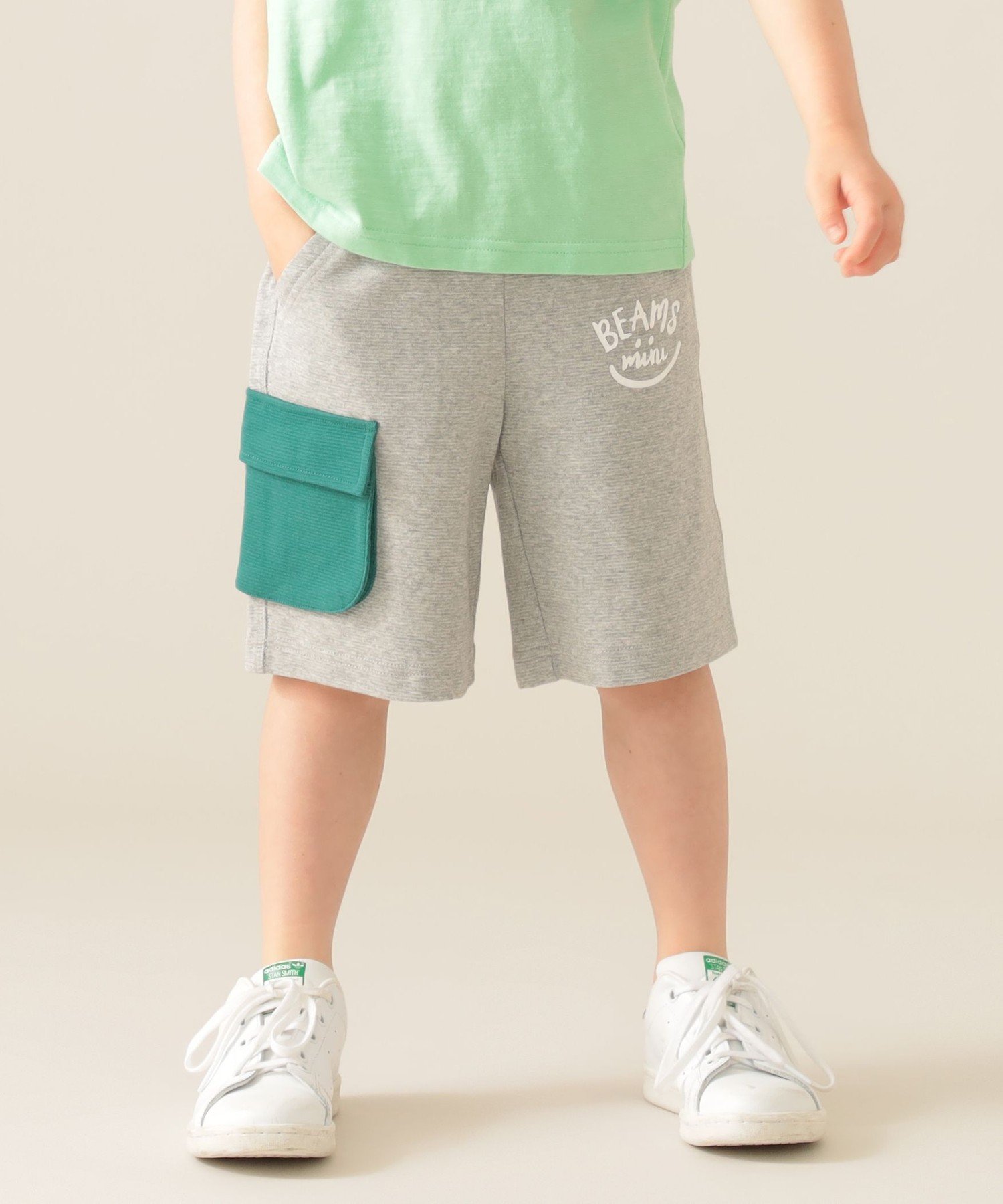 【ビームス ミニ/BEAMS mini / KIDS】のリップル スマイル ショートパンツ 2025SS(90~150cm) インテリア・キッズ・メンズ・レディースファッション・服の通販 founy(ファニー) 　ファッション　Fashion　キッズファッション　Fashion for Kids　ボトムス　Bottoms　2025年　2025　2025春夏・S/S　Spring/Summer 2025 SS25　ショート　Short, Short Length　プリント　Print, Printed Pattern　ポケット　Pocket, Pocket Detail　T.GREY|ID: prp329100004526058 ipo3291000000033447810