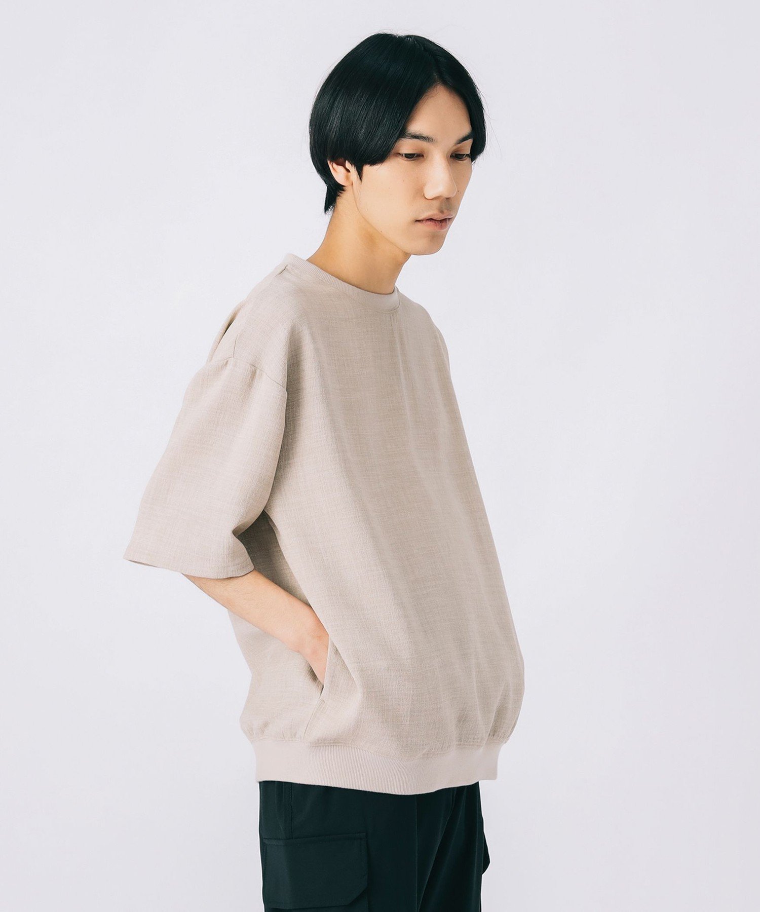 【ビームス ハート/BEAMS HEART】のポリメランジ 布帛 Tシャツ (吸水速乾) インテリア・キッズ・メンズ・レディースファッション・服の通販 founy(ファニー) 　ファッション　Fashion　レディースファッション　WOMEN　トップス・カットソー　Tops/Tshirt　シャツ/ブラウス　Shirts/Blouses　ロング / Tシャツ　T-Shirts　おすすめ　Recommend　ショート　Short　シンプル　Simple　スラックス　Slacks　デニム　Denim　バランス　Balance　フィット　Fit　フレア　Flare　リラックス　Relax　ワイド　Wide　エレガント 上品　Elegant　吸水　Water Absorption　BEIGE|ID: prp329100004526088 ipo3291000000032010239