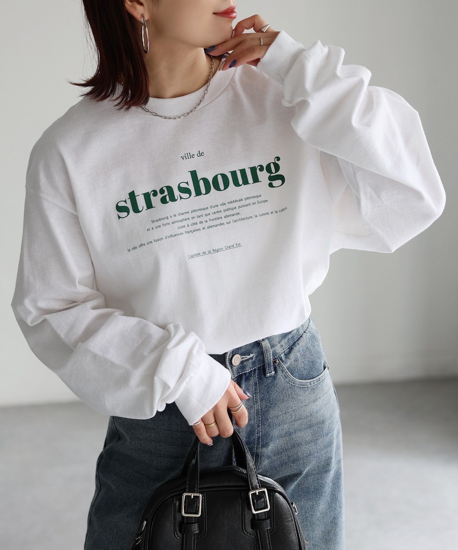 【リベリー/Riberry】のGILDAN strasbourgプリントロンT インテリア・キッズ・メンズ・レディースファッション・服の通販 founy(ファニー) 　ファッション　Fashion　レディースファッション　WOMEN　トップス・カットソー　Tops/Tshirt　ロング / Tシャツ　T-Shirts　おすすめ　Recommend　カーディガン　Cardigan　スラックス　Slacks　スリーブ　Sleeve　デニム　Denim　ベスト　Vest　ボトム　Bottom　マーメイド　Mermaid　ロング　Long　人気　Popularity　ホワイト×グリーン|ID: prp329100004526091 ipo3291000000032010250