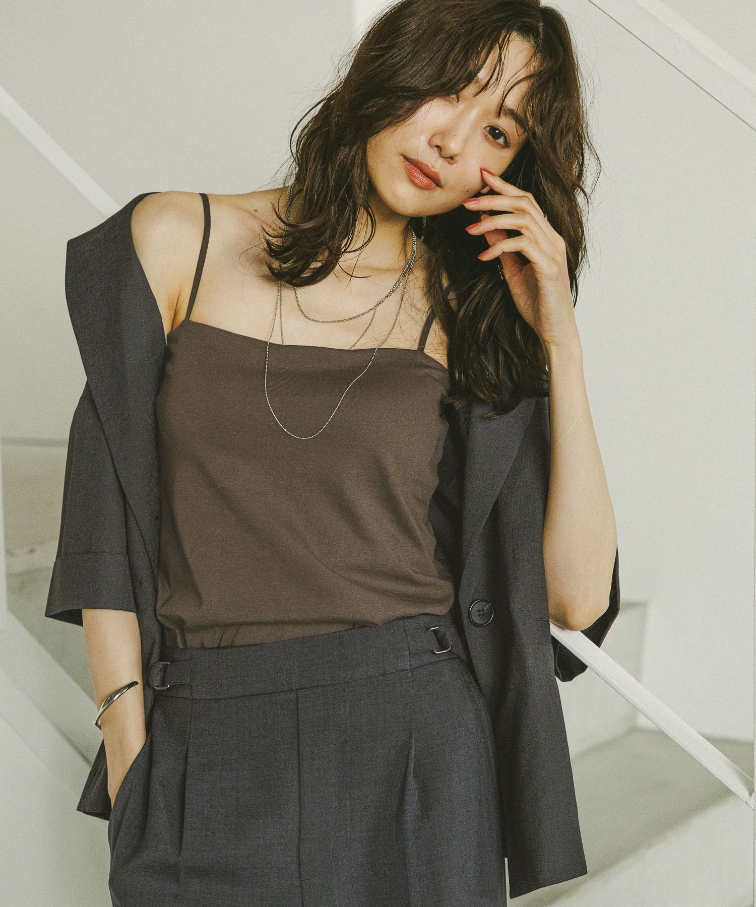 【グローバルワーク/GLOBAL WORK】のWingコラボ/Fffit エフィット/カップ付きキャミ/291149 インテリア・キッズ・メンズ・レディースファッション・服の通販 founy(ファニー) 　ファッション　Fashion　レディースファッション　Fashion for Women　トップス・カットソー　Cut & Sew Tops　キャミソール&ノースリーブ　Camisoles & Sleeveless Tops　アンダー　Underwear Essentials　インナー　Innerwear　カッティング　Cutting Detail　キャミ　Camisole, Cami Top　コラボ　Collaboration, Collab　ショート　Short, Short Length　ジャケット　Jacket, Outerwear　フィット　Fit, Slim Fit　抗菌　Antibacterial, Bacteria-Resistant　ダークブラウン58|ID: prp329100004526107 ipo3291000000033310929