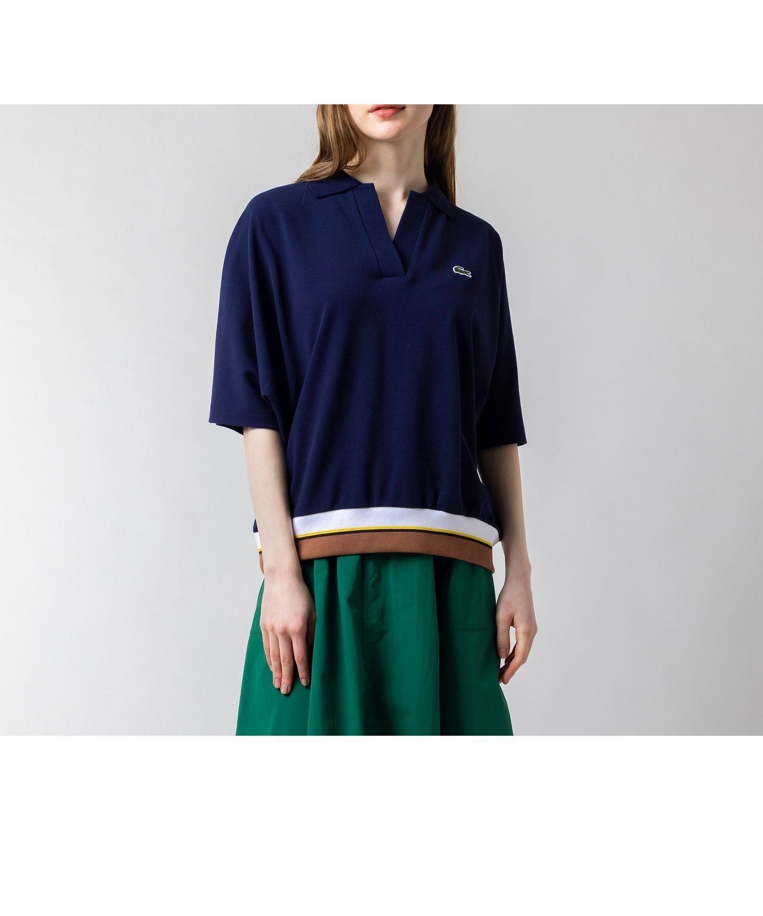 【ラコステ/LACOSTE】のドルマンスリーブスキッパーネックポロシャツ インテリア・キッズ・メンズ・レディースファッション・服の通販 founy(ファニー) 　ファッション　Fashion　レディースファッション　WOMEN　トップス・カットソー　Tops/Tshirt　シャツ/ブラウス　Shirts/Blouses　ポロシャツ　Polo Shirts　シンプル　Simple　スキッパー　Skipper　トレンド　Trend　ポロシャツ　Polo Shirt　ワイド　Wide　人気　Popularity　鹿の子　Pique　ネイビー|ID: prp329100004526109 ipo3291000000032010316