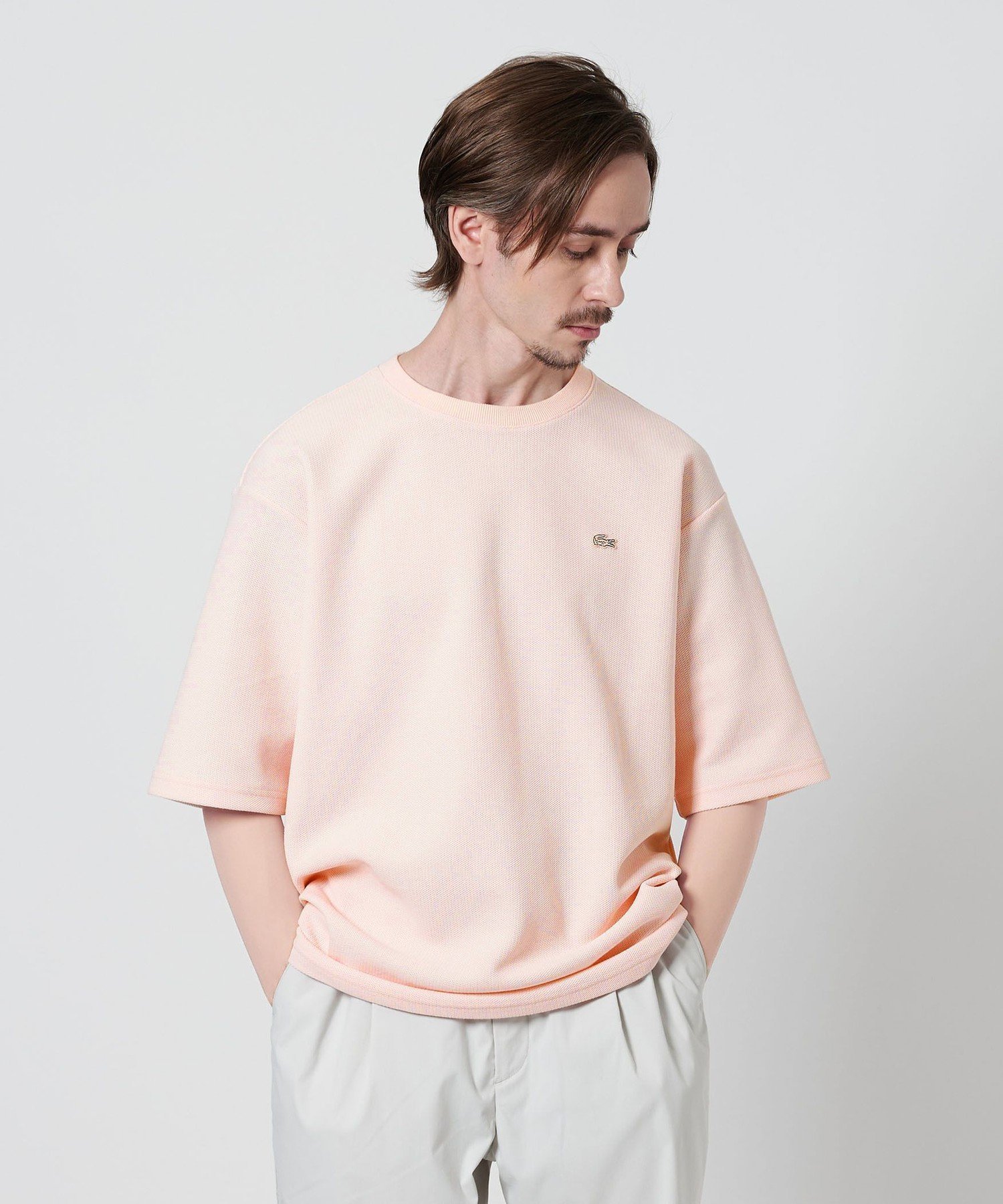 【ビューティ&ユース ユナイテッドアローズ/BEAUTY&YOUTH / UNITED ARROWS / MEN】のLACOSTE for BEAUTY YOUTH 1トーン ショートスリーブ Tシャツ インテリア・キッズ・メンズ・レディースファッション・服の通販 founy(ファニー) 　ファッション　Fashion　メンズファッション　MEN　おすすめ　Recommend　ショーツ　Shorts　ショート　Short　ジャージ　Jersey　スリーブ　Sleeve　セットアップ　Set Up　ポロシャツ　Polo Shirt　ラッセル　Russell　エレガント 上品　Elegant　人気　Popularity　今季　This Season　別注　Special Order　定番　Standard　LT.PINK|ID: prp329100004526116 ipo3291000000032071887