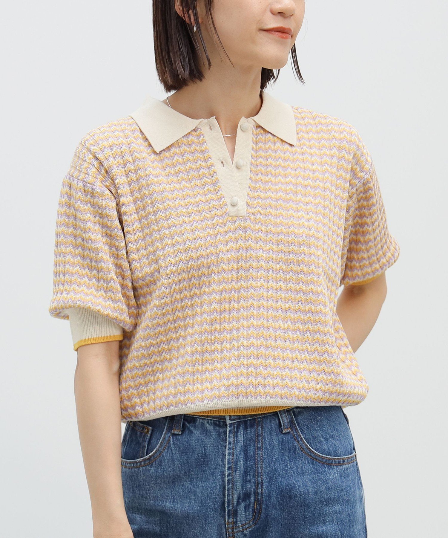 【ビームス ハート/BEAMS HEART】の【半袖/襟付き】マルチジャカード ニットポロ 25SS ポロシャツ ポロニット インテリア・キッズ・メンズ・レディースファッション・服の通販 founy(ファニー) 　ファッション　Fashion　レディースファッション　Ladies' Fashion Online　トップス・カットソー　Tops/Tshirt　ニット　Knit Tops　シャツ/ブラウス　Shirts/Blouses　ポロシャツ　Polo Shirts　2025年　2025　2025春夏・S/S　Ss,Spring/Summer,2025　コンパクト　Compact　シンプル　Simple　ジャカード　Jacquard　デニム　Denim　トレンド　Trend　ボトム　Bottom　ポロシャツ　Polo Shirt　エレガント 上品　Elegant　半袖　Short Sleeve　夏　Summer　YELLOW|ID: prp329100004526118 ipo3291000000032488372
