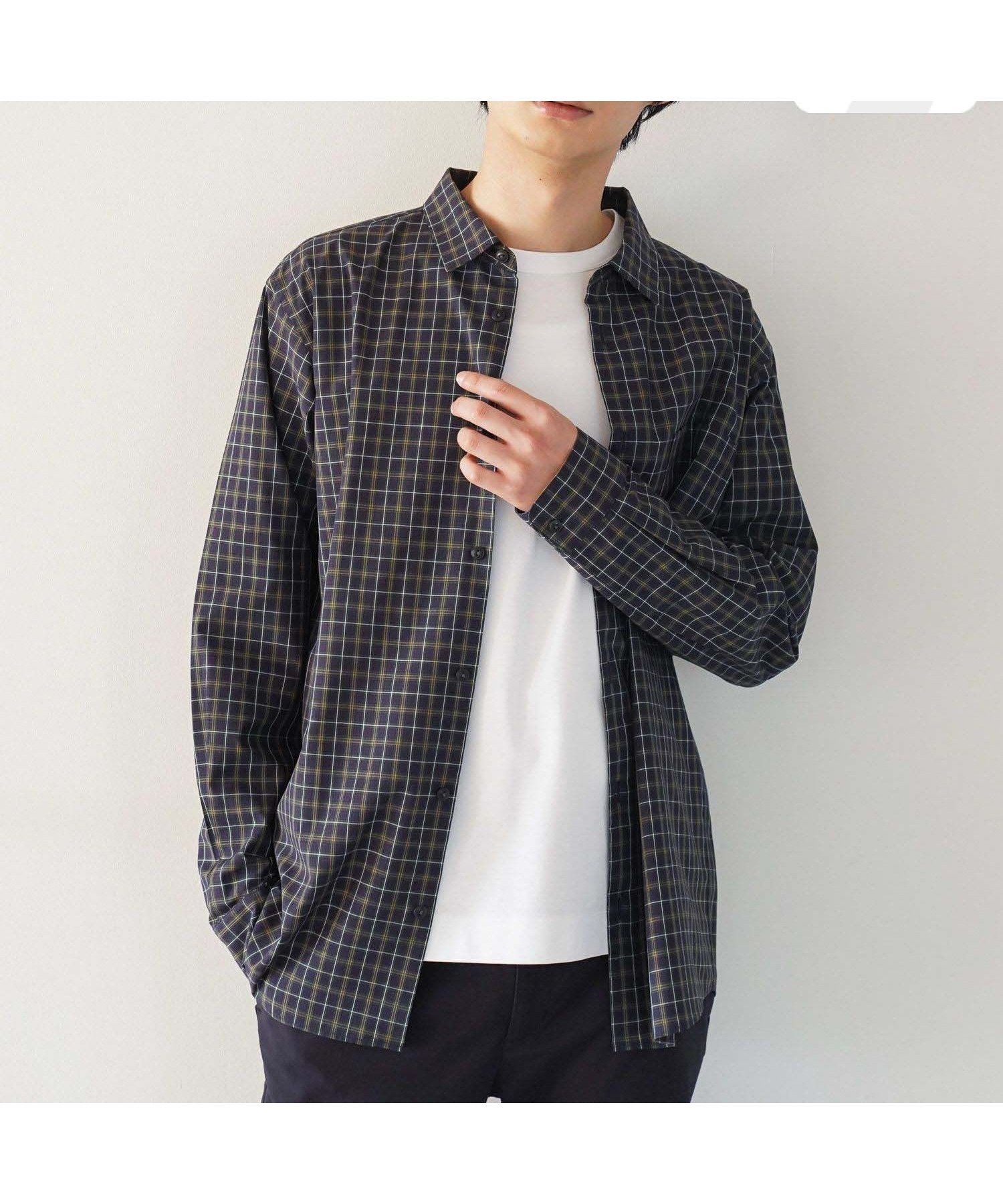 【グローバルワーク/GLOBAL WORK / MEN】のサラサマレギュラーシャツ/長袖/234563 インテリア・キッズ・メンズ・レディースファッション・服の通販 founy(ファニー) 　ファッション　Fashion　メンズファッション　Fashion for Men　おすすめ　Recommended / Our Picks　インナー　Innerwear　リラックス　Relax, Relaxed Fit　エレガント 上品　Elegant　長袖　Long Sleeve, Full Sleeve　ネイビーチェック89|ID: prp329100004526127 ipo3291000000033560175