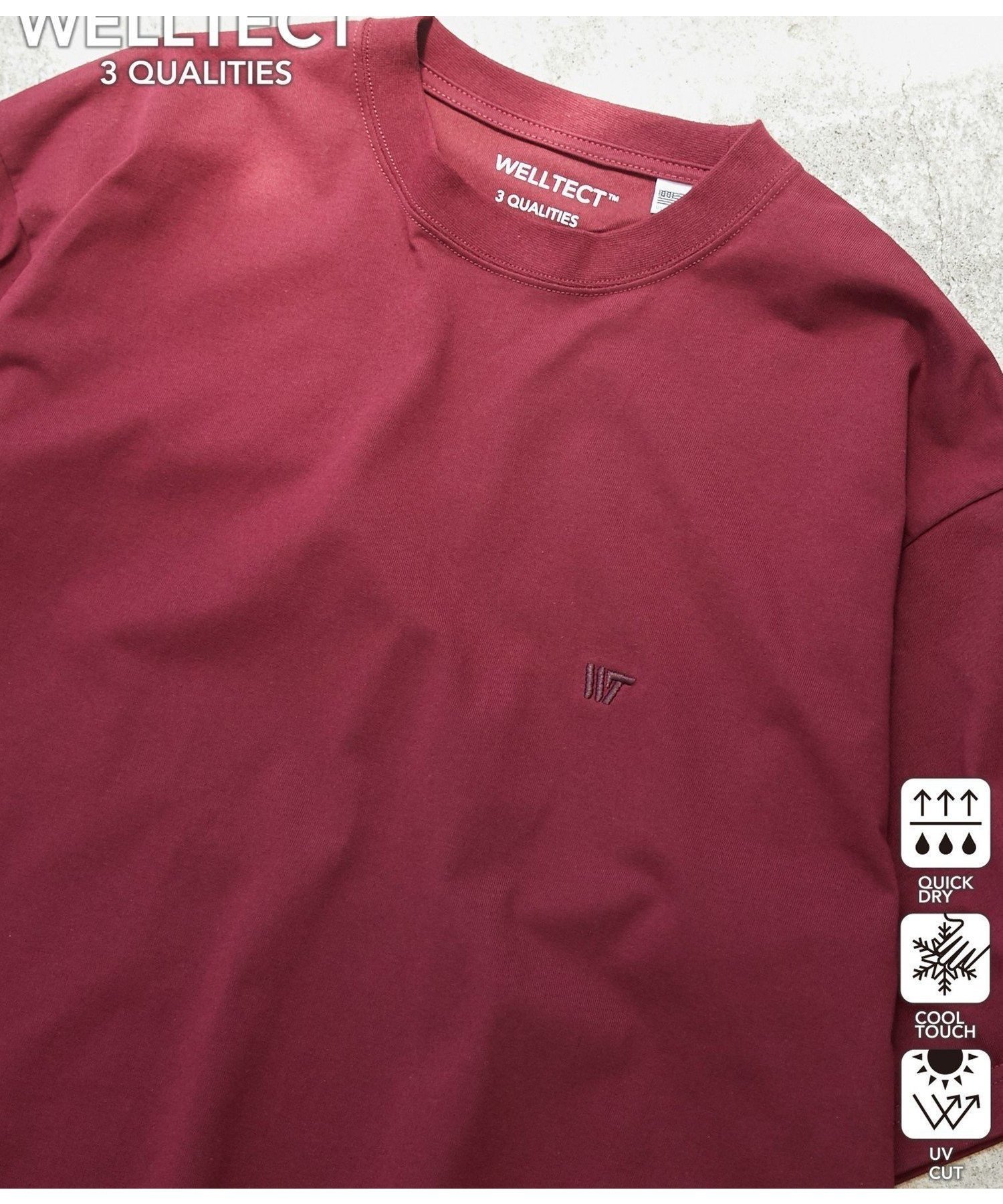 【コーエン メン/COEN / MEN】の【WELLTECT】ワンポイント刺繍Tシャツ インテリア・キッズ・メンズ・レディースファッション・服の通販 founy(ファニー) 　ファッション　Fashion　メンズファッション　MEN　インナー　Inner　カーディガン　Cardigan　吸水　Water Absorption　シンプル　Simple　ジャケット　Jacket　ビッグ　Big　無地　Plain Color　ロング　Long　ワンポイント　One Point　おすすめ　Recommend　夏　Summer　WINE|ID: prp329100004526136 ipo3291000000032010456