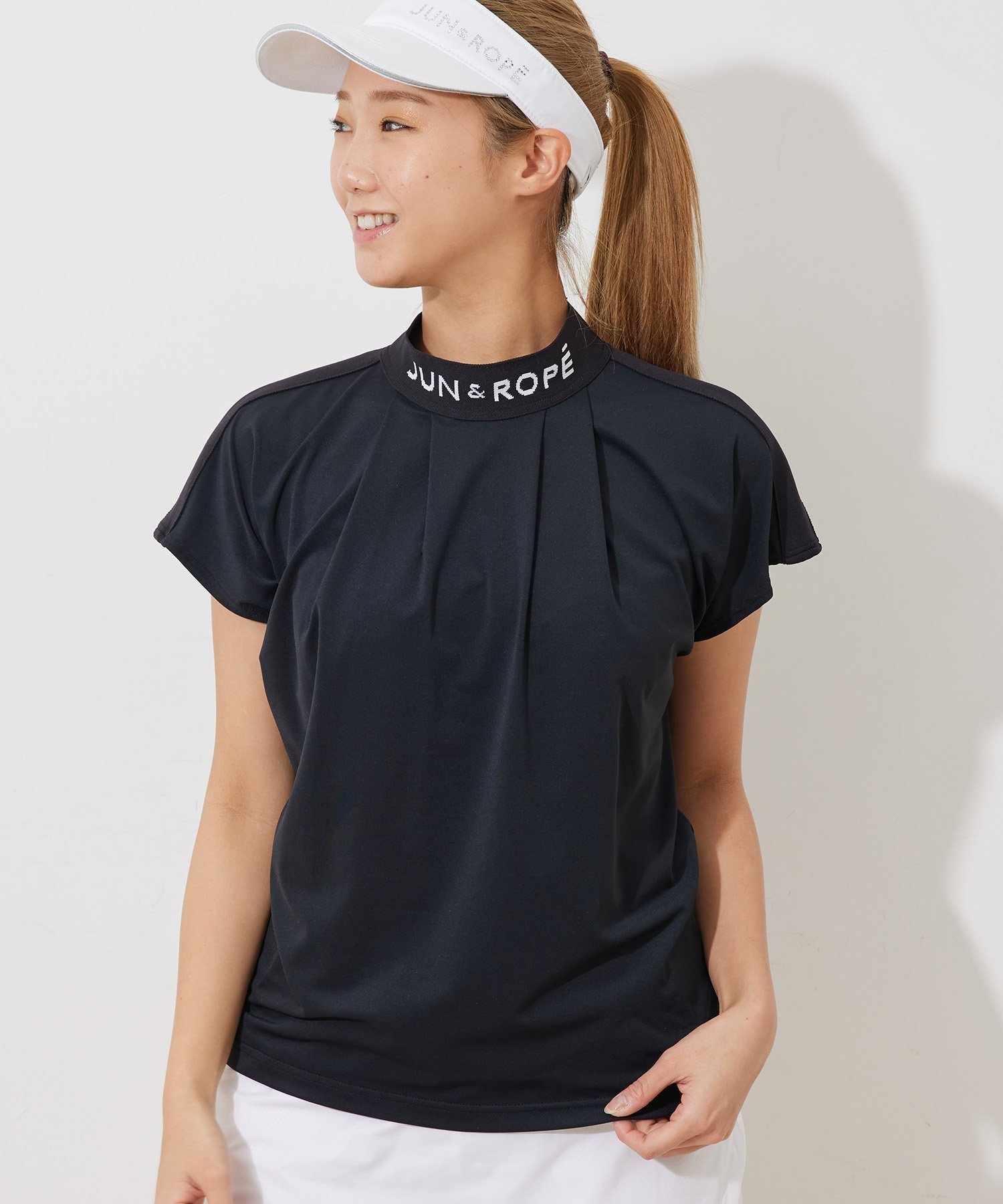【ジュンアンドロペ/JUN&ROPE】の【UVカット】【接触冷感】タック使いリボンモック半袖プルオーバー インテリア・キッズ・メンズ・レディースファッション・服の通販 founy(ファニー) 　ファッション　Fashion　レディースファッション　WOMEN　トップス・カットソー　Tops/Tshirt　プルオーバー　Pullover　イエロー　Yellow　吸水　Water Absorption　スリーブ　Sleeve　フレンチ　French　ポケット　Pocket　半袖　Short Sleeve　モノトーン　Monotone　リボン　Ribbon　夏　Summer　エレガント 上品　Elegant　ゴルフ　Golf　ブラック(01)|ID: prp329100004526155 ipo3291000000032010542