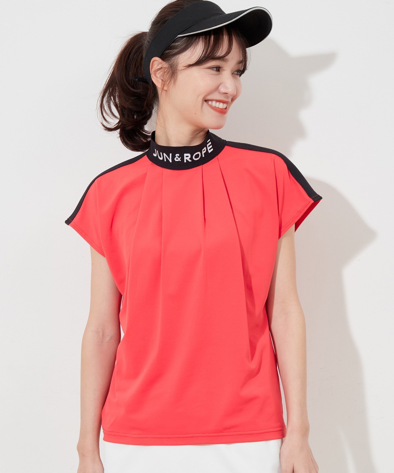 【ジュンアンドロペ/JUN&ROPE】の【UVカット】【接触冷感】タック使いリボンモック半袖プルオーバー インテリア・キッズ・メンズ・レディースファッション・服の通販 founy(ファニー) 　ファッション　Fashion　レディースファッション　WOMEN　トップス・カットソー　Tops/Tshirt　プルオーバー　Pullover　イエロー　Yellow　吸水　Water Absorption　スリーブ　Sleeve　フレンチ　French　ポケット　Pocket　半袖　Short Sleeve　モノトーン　Monotone　リボン　Ribbon　夏　Summer　エレガント 上品　Elegant　ゴルフ　Golf　レッド(60)|ID: prp329100004526155 ipo3291000000032010548