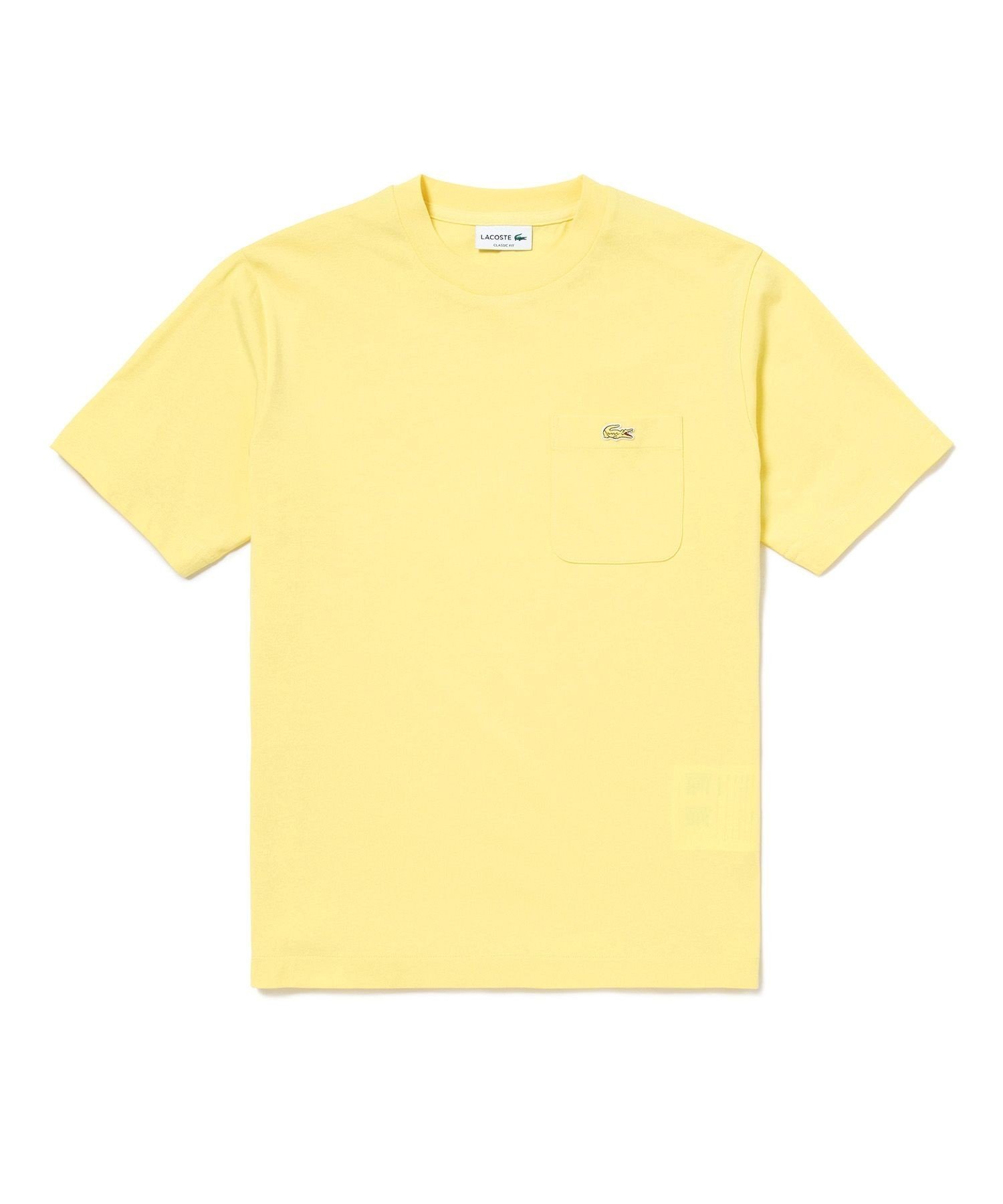 【ラコステ/LACOSTE】のアウトラインクロックポケット半袖Tシャツ インテリア・キッズ・メンズ・レディースファッション・服の通販 founy(ファニー) 　ファッション　Fashion　レディースファッション　Fashion for Women　トップス・カットソー　Cut & Sew Tops　シャツ・ブラウス・オフィスカジュアル　Elegant Blouses & Button-Ups　ロングTシャツ・Tシャツ　Longline T-Shirts & Tees　クラシック　Classic, Timeless Style　フィット　Fit, Slim Fit　プレーン　Plain, Simple　ポケット　Pocket, Pocket Detail　半袖　Short Sleeve, Half Sleeve　定番　Standard, Basic Item　ペールイエロー|ID: prp329100004526161 ipo3291000000033997515