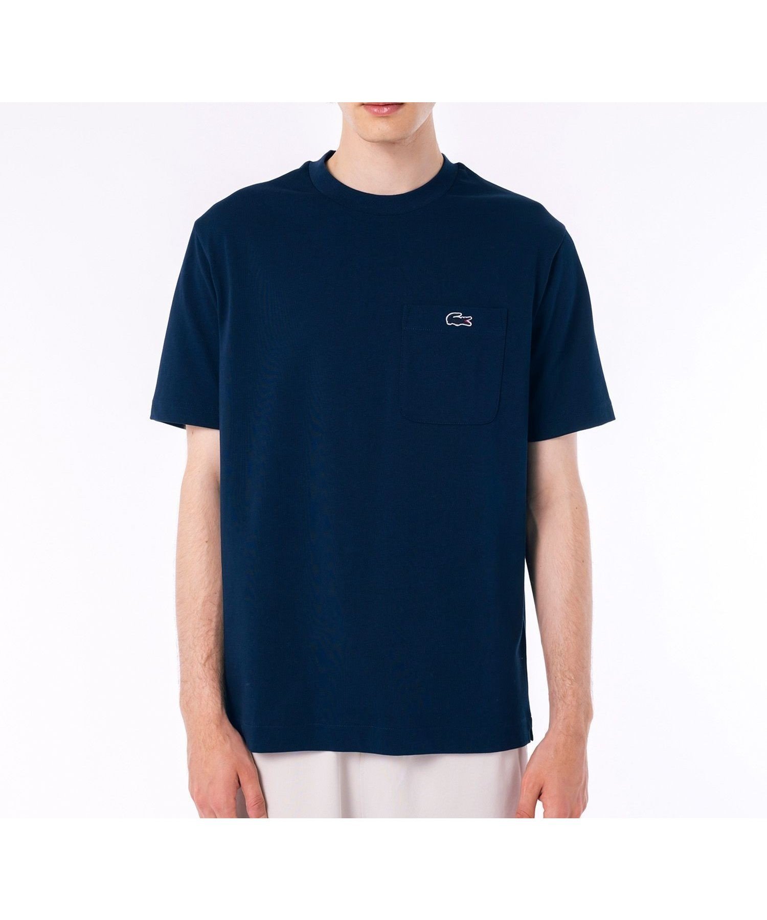 【ラコステ/LACOSTE】のアウトラインクロックポケット半袖Tシャツ インテリア・キッズ・メンズ・レディースファッション・服の通販 founy(ファニー) 　ファッション　Fashion　レディースファッション　Fashion for Women　トップス・カットソー　Cut & Sew Tops　シャツ・ブラウス・オフィスカジュアル　Elegant Blouses & Button-Ups　ロングTシャツ・Tシャツ　Longline T-Shirts & Tees　クラシック　Classic, Timeless Style　フィット　Fit, Slim Fit　プレーン　Plain, Simple　ポケット　Pocket, Pocket Detail　半袖　Short Sleeve, Half Sleeve　定番　Standard, Basic Item　ネイビー|ID: prp329100004526161 ipo3291000000033997519