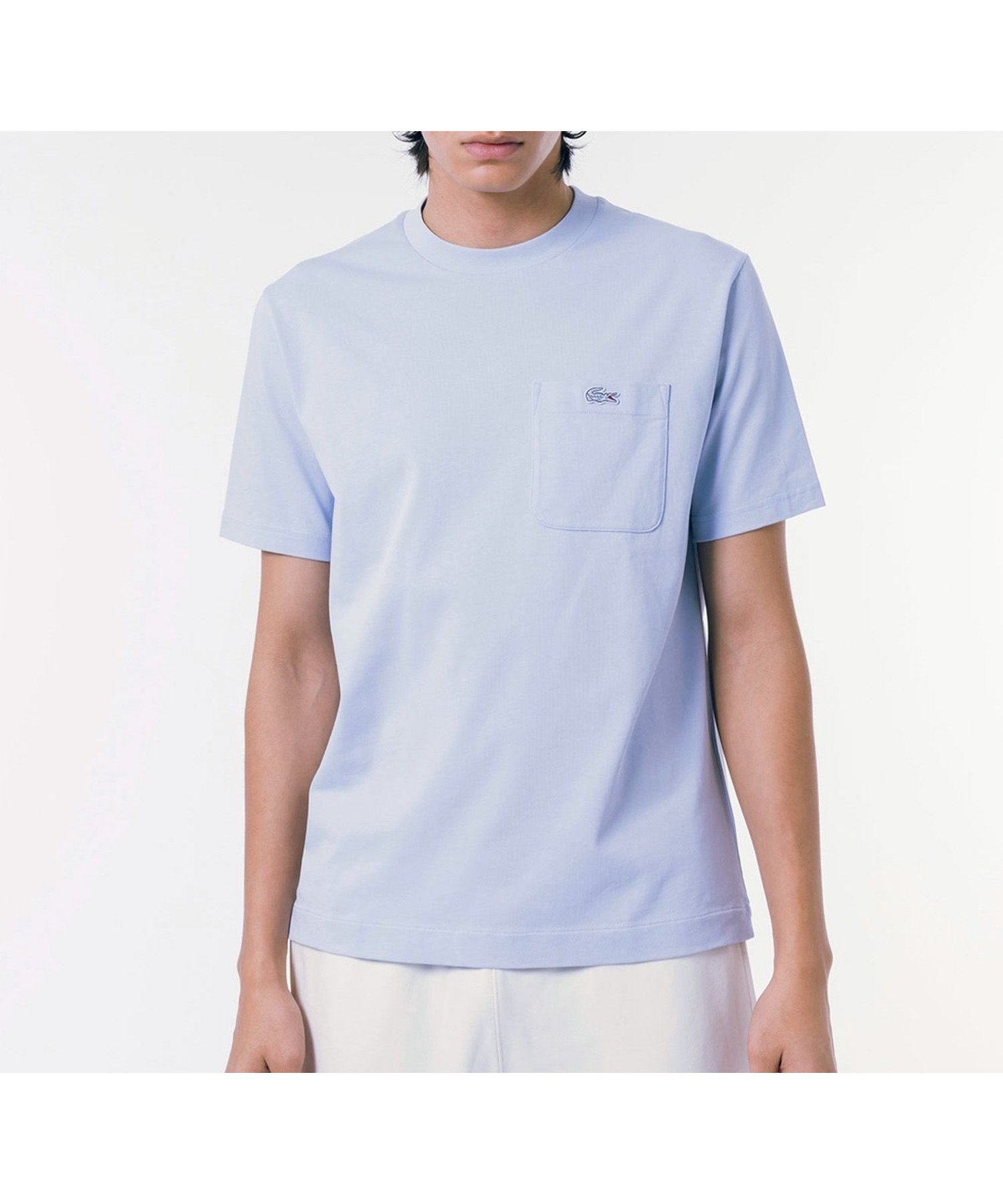 【ラコステ/LACOSTE】のアウトラインクロックポケット半袖Tシャツ インテリア・キッズ・メンズ・レディースファッション・服の通販 founy(ファニー) 　ファッション　Fashion　レディースファッション　Fashion for Women　トップス・カットソー　Cut & Sew Tops　シャツ・ブラウス・オフィスカジュアル　Elegant Blouses & Button-Ups　ロングTシャツ・Tシャツ　Longline T-Shirts & Tees　クラシック　Classic, Timeless Style　フィット　Fit, Slim Fit　プレーン　Plain, Simple　ポケット　Pocket, Pocket Detail　半袖　Short Sleeve, Half Sleeve　定番　Standard, Basic Item　ライトブルー|ID: prp329100004526161 ipo3291000000033997520