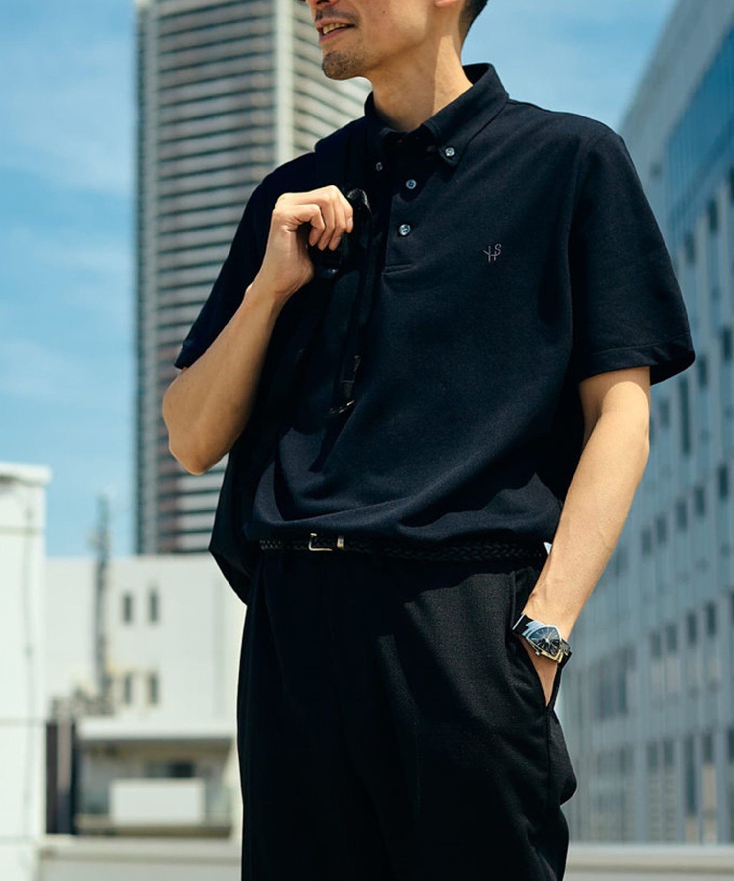【シップス/SHIPS / MEN】の【WEB限定】SHIPS 吸水速乾・UVケア Drymixワンポイントロゴ ボタンダウン ポロシャツ インテリア・キッズ・メンズ・レディースファッション・服の通販 founy(ファニー) 　ファッション　Fashion　メンズファッション　Fashion for Men　インナー　Innerwear　吸水　Absorbent, Quick-Dry　ジャケット　Jacket, Outerwear　スタイリッシュ　Stylish, Fashionable　ダウン　Down, Puffer　定番　Standard, Basic Item　ポロシャツ　Polo Shirt, Collared Tee　ラグジュアリー　Luxury, Elegant　レギュラー　Regular, Standard Fit　ワンポイント　One Point, Statement Accent　夏　Summer　ビジネス 仕事 通勤　Business / Work / Commuting　ブラック|ID: prp329100004526175 ipo3291000000033508655