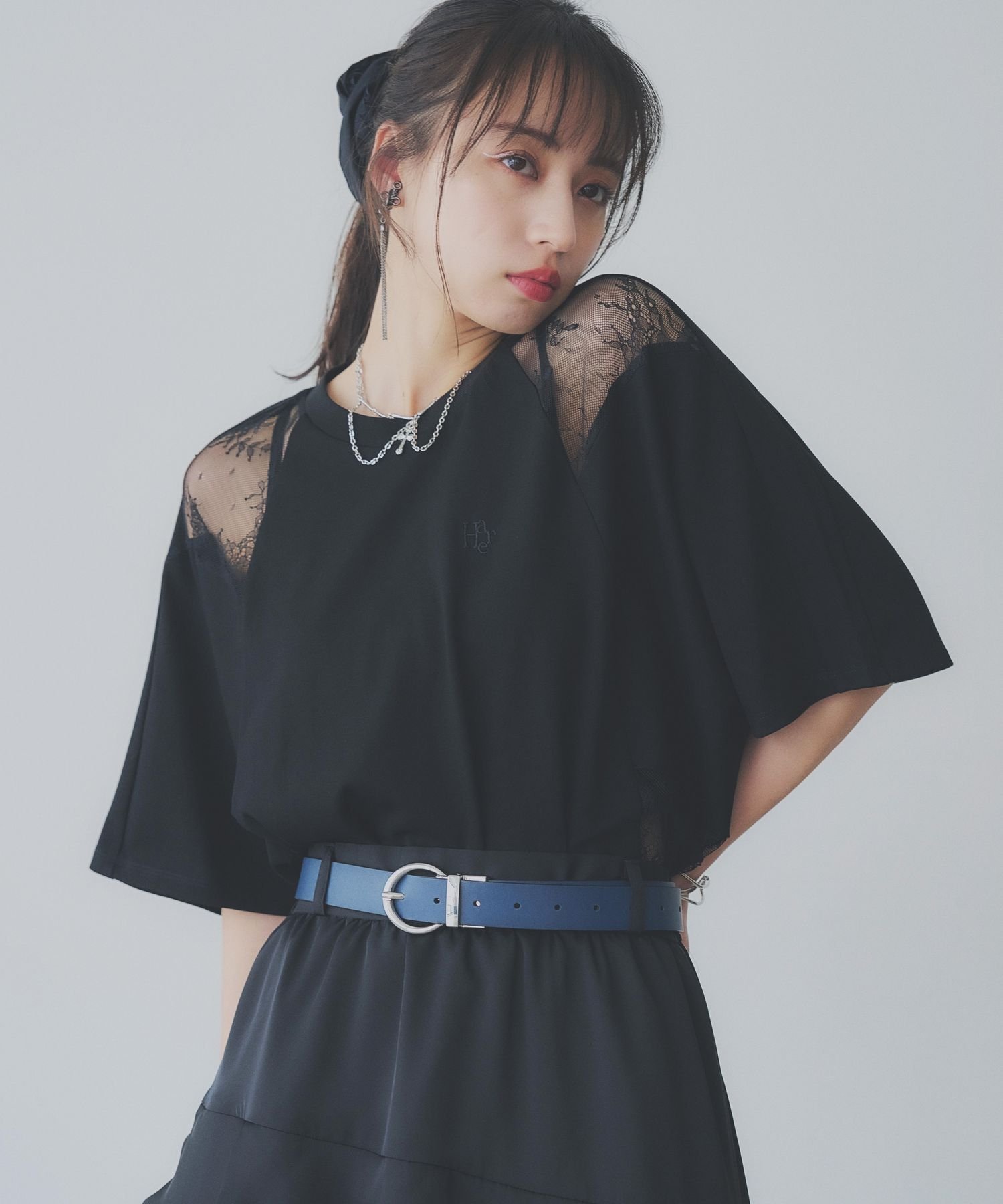 【ハレ/HARE】のレースキリカエTシャツ インテリア・キッズ・メンズ・レディースファッション・服の通販 founy(ファニー) 　ファッション　Fashion　レディースファッション　Ladies' Fashion Online　トップス・カットソー　Tops/Tshirt　シャツ/ブラウス　Shirts/Blouses　ロング / Tシャツ　T-Shirts　おすすめ　Recommend　シアー　Sheer　ドッキング　Docking　ビスチェ　Bustier　ビッグ　Big　レース　Race　ヴィンテージ　Vintage　長袖　Long Sleeve　ブラック系その他10|ID: prp329100004526181 ipo3291000000032672377