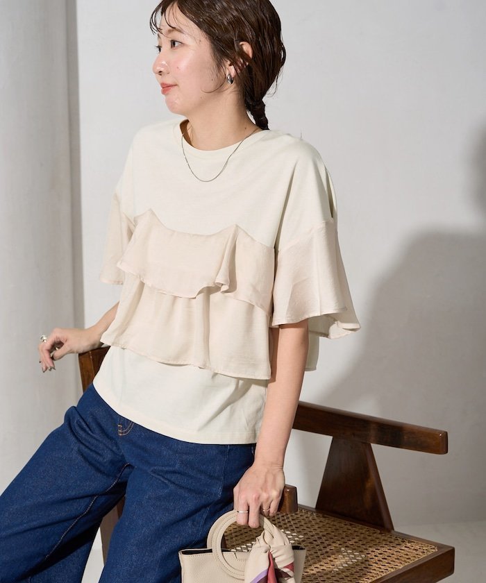 【フリークスストア/FREAK'S STORE】のビスチェ風 レイヤード フリル 半袖 トップス【限定展開】 25SS 人気、トレンドファッション・服の通販 founy(ファニー) 　ファッション　Fashion　レディースファッション　WOMEN　トップス・カットソー　Tops/Tshirt　ビスチェ　Bustier　2025年　2025　2025春夏・S/S　Ss,Spring/Summer,2025　おすすめ　Recommend　コンパクト　Compact　サテン　Satin　シンプル　Simple　ストレート　Straight　スラックス　Slacks　タイトスカート　Tight Skirt　ダウン　Down　デニム　Denim　ビスチェ　Bustier　フェミニン　Feminine　フリル　Frills　半袖　Short Sleeve　夏　Summer　S/S・春夏　Ss・Spring/Summer　 other-1|ID: prp329100004526189 ipo3291000000032010731