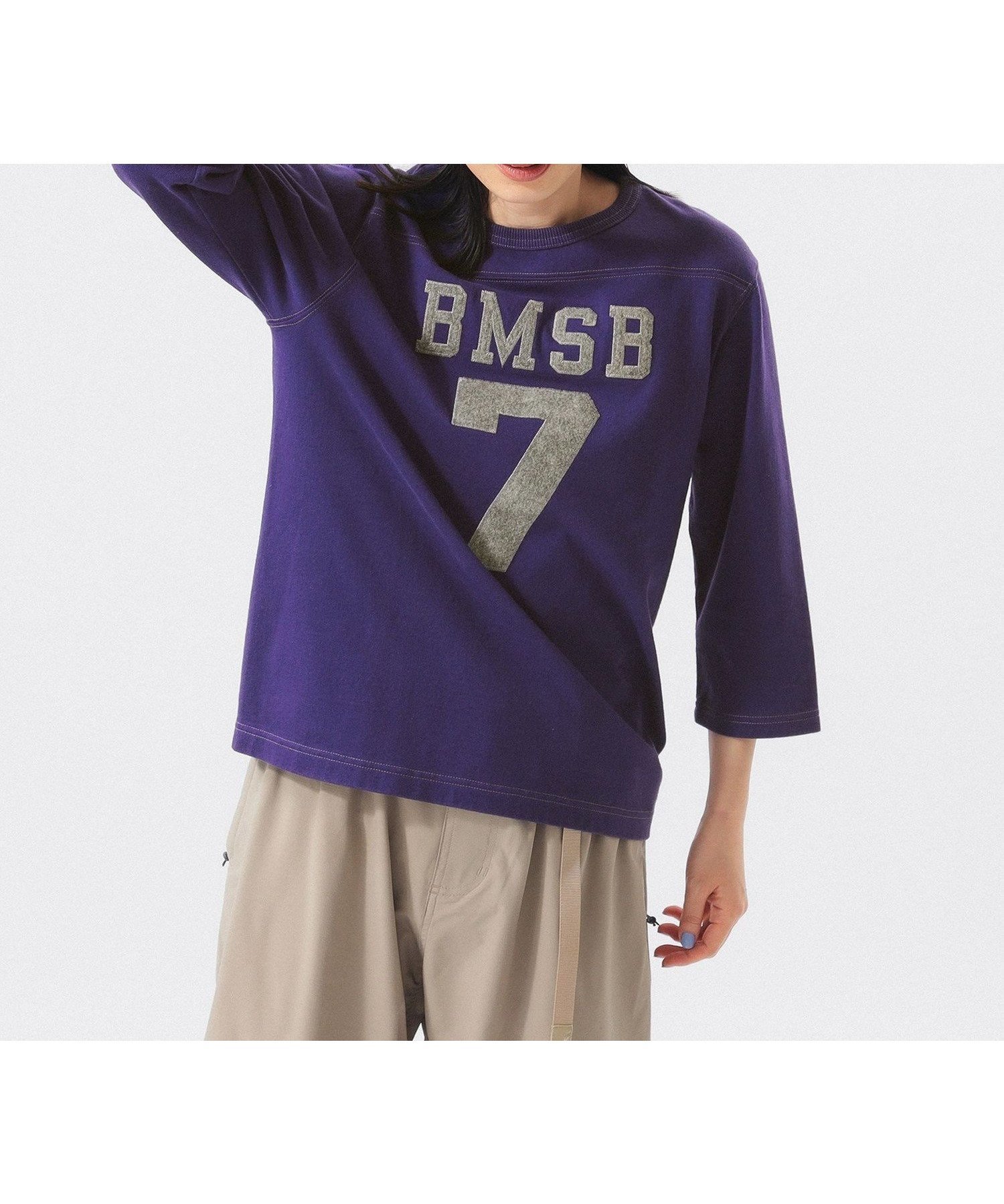 【ビームス ウイメン/BEAMS】の【7/25再値下げ】【ビームスの百名品】テンジク フットボール 3/4 Tシャツ インテリア・キッズ・メンズ・レディースファッション・服の通販 founy(ファニー) 　ファッション　Fashion　レディースファッション　Fashion for Women　トップス・カットソー　Cut & Sew Tops　シャツ・ブラウス・オフィスカジュアル　Elegant Blouses & Button-Ups　ロングTシャツ・Tシャツ　Longline T-Shirts & Tees　インナー　Innerwear　ウェーブ　Wavy Pattern　カーディガン　Cardigan, Knitwear　ジャケット　Jacket, Outerwear　スリーブ　Sleeve, Long Sleeve / Short Sleeve　定番　Standard, Basic Item　ロング　Long, Long-Length　おすすめ　Recommended / Our Picks　PURPLE|ID: prp329100004526195 ipo3291000000033213842