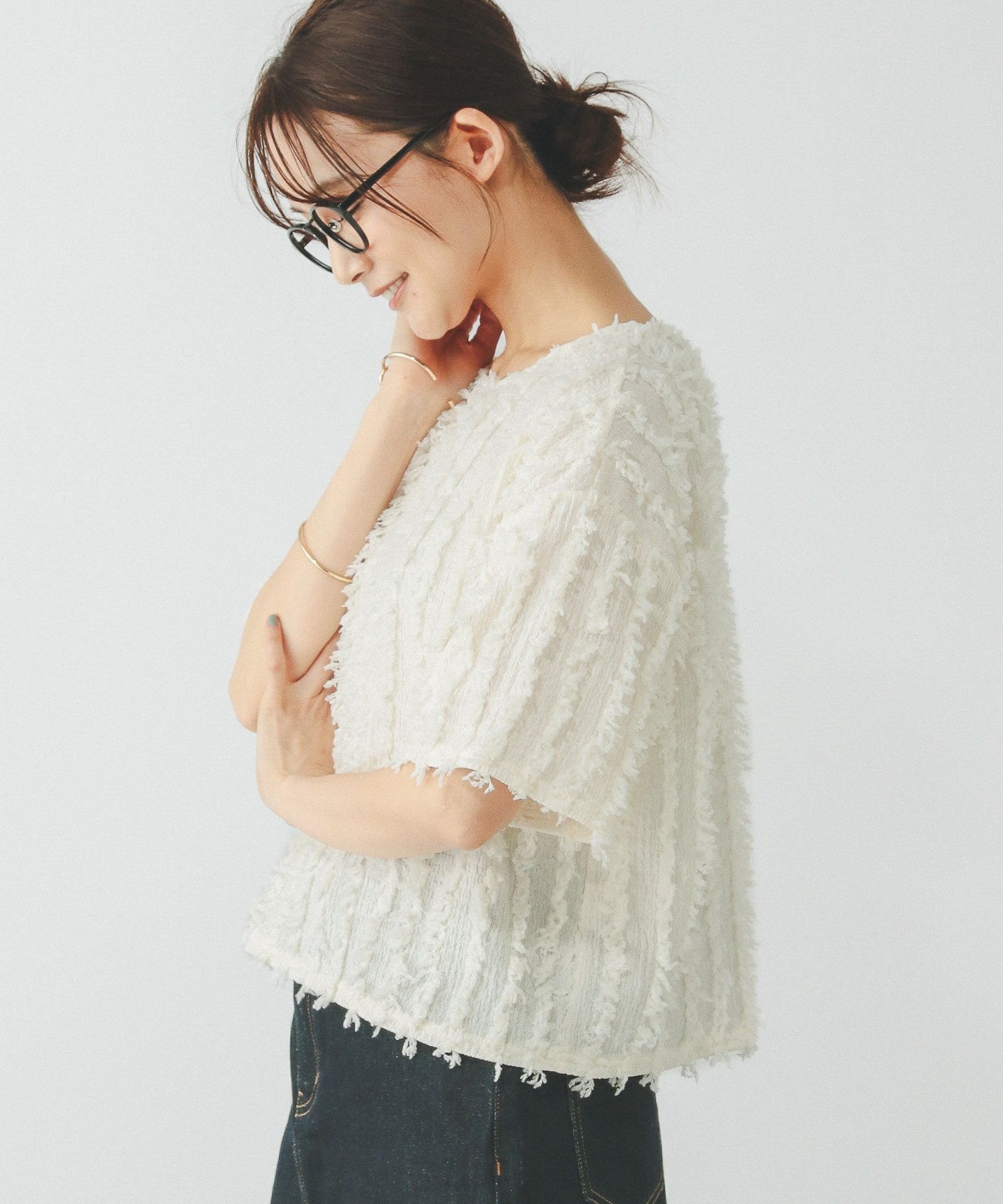 【グローバルワーク/GLOBAL WORK】のジャガードフリンジプルオーバー/289888 インテリア・キッズ・メンズ・レディースファッション・服の通販 founy(ファニー) 　ファッション　Fashion　レディースファッション　WOMEN　トップス・カットソー　Tops/Tshirt　プルオーバー　Pullover　おすすめ　Recommend　クロップド　Cropped　シャーリング　Shirring　シンプル　Simple　ストライプ　Stripe　バランス　Balance　フリンジ　Fringe　ボトム　Bottom　今季　This Season　抗菌　Antibacterial　アイボリー08|ID: prp329100004526199 ipo3291000000032010783