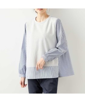 【デコイ/DECOY Since1981】のストライプドッキングプルオーバー 人気、トレンドファッション・服の通販 founy(ファニー) ファッション Fashion レディースファッション WOMEN トップス・カットソー Tops/Tshirt プルオーバー Pullover カットソー Cut And Sew ストライプ Stripe リラックス Relax 無地 Plain Color |ID:prp329100004526240