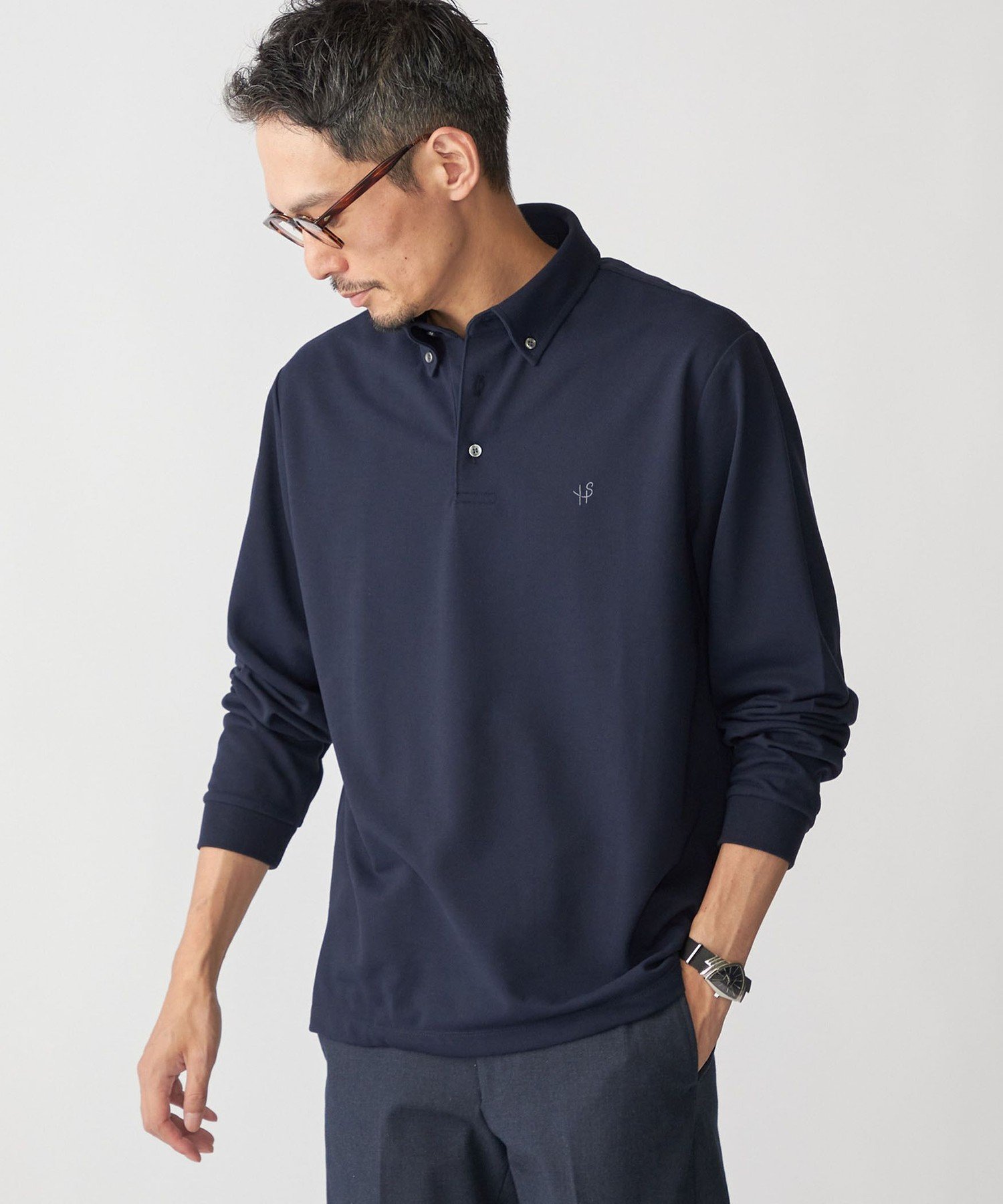 【シップス/SHIPS / MEN】の【WEB限定】SHIPS 吸水速乾・UVケア Drymixワンポイントロゴ ボタンダウン 長袖ポロシャツ インテリア・キッズ・メンズ・レディースファッション・服の通販 founy(ファニー) 　ファッション　Fashion　メンズファッション　Fashion for Men　インナー　Innerwear　吸水　Absorbent, Quick-Dry　ジャケット　Jacket, Outerwear　スタイリッシュ　Stylish, Fashionable　ダウン　Down, Puffer　定番　Standard, Basic Item　長袖　Long Sleeve, Full Sleeve　ポロシャツ　Polo Shirt, Collared Tee　ラグジュアリー　Luxury, Elegant　ワンポイント　One Point, Statement Accent　夏　Summer　ビジネス 仕事 通勤　Business / Work / Commuting　ネイビー|ID: prp329100004526309 ipo3291000000033448054