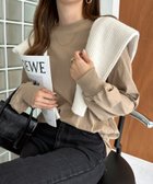 【アンドミー/andme】の無地 ボーダー コットン ボリューム袖 Tシャツ ベージュ|ID: prp329100004526343 ipo3291000000033594635