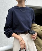 【アンドミー/andme】の無地 ボーダー コットン ボリューム袖 Tシャツ ネイビー|ID: prp329100004526343 ipo3291000000033594638