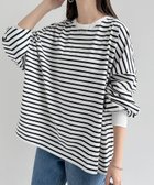 【アンドミー/andme】の無地 ボーダー コットン ボリューム袖 Tシャツ オフホワイト×ブラック|ID: prp329100004526343 ipo3291000000033594645