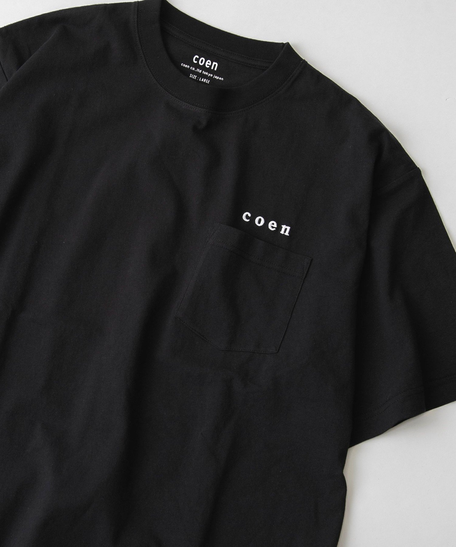 【コーエン/COEN】のUSAコットンコーエンロゴ刺繍Tシャツ インテリア・キッズ・メンズ・レディースファッション・服の通販 founy(ファニー) 　ファッション　Fashion　レディースファッション　WOMEN　トップス・カットソー　Tops/Tshirt　シャツ/ブラウス　Shirts/Blouses　ロング / Tシャツ　T-Shirts　シンプル　Simple　トレンド　Trend　パッチ　Patch　ベーシック　Basic　ボーダー　Border　ポケット　Pocket　リラックス　Relax　半袖　Short Sleeve　夏　Summer　定番　Standard　春　Spring　S/S・春夏　Ss・Spring/Summer　無地　Plain Color　BLACK|ID: prp329100004526353 ipo3291000000032011455