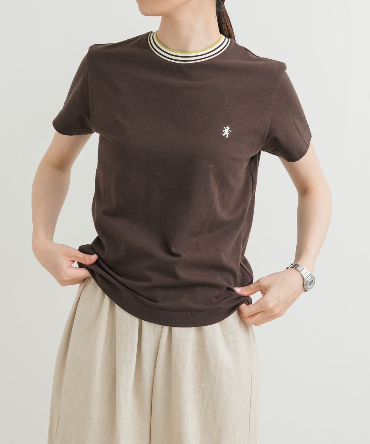 【アーバンリサーチ ドアーズ/URBAN RESEARCH DOORS】のGYMPHLEX KNIT-LINE T-SHIRTS インテリア・キッズ・メンズ・レディースファッション・服の通販 founy(ファニー) 　ファッション　Fashion　レディースファッション　Fashion for Women　トップス・カットソー　Cut & Sew Tops　ニット　Knit Tops & Sweaters　シャツ・ブラウス・オフィスカジュアル　Elegant Blouses & Button-Ups　ロングTシャツ・Tシャツ　Longline T-Shirts & Tees　2025年　2025　2025春夏・S/S　Spring/Summer 2025 SS25　スポーツ　Sports, Activewear　夏　Summer　S/S・春夏　SS, Spring/Summer, Warm Season　BROWN|ID: prp329100004526363 ipo3291000000033199062