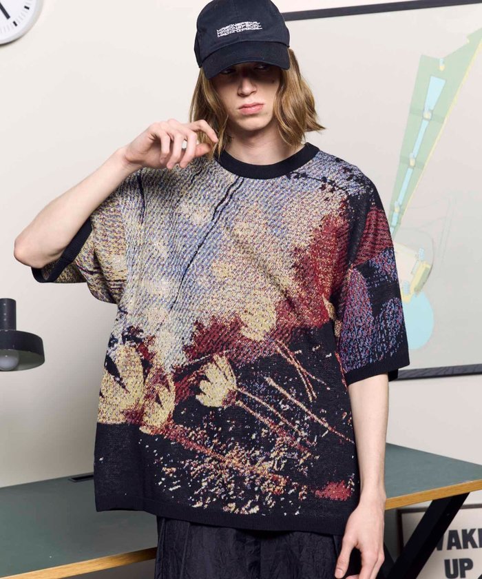 【メゾンスペシャル/MAISON SPECIAL】のPrime-Over Contemporary Art Short Sleeve Crew Neck Knit T-Shirt インテリア・キッズ・メンズ・レディースファッション・服の通販 founy(ファニー) https://founy.com/ ファッション Fashion レディースファッション WOMEN トップス・カットソー Tops/Tshirt ニット Knit Tops シャツ/ブラウス Shirts/Blouses ロング / Tシャツ T-Shirts 軽量 Lightweight ショルダー Shoulder ドロップ Drop |ID: prp329100004526407 ipo3291000000032011679