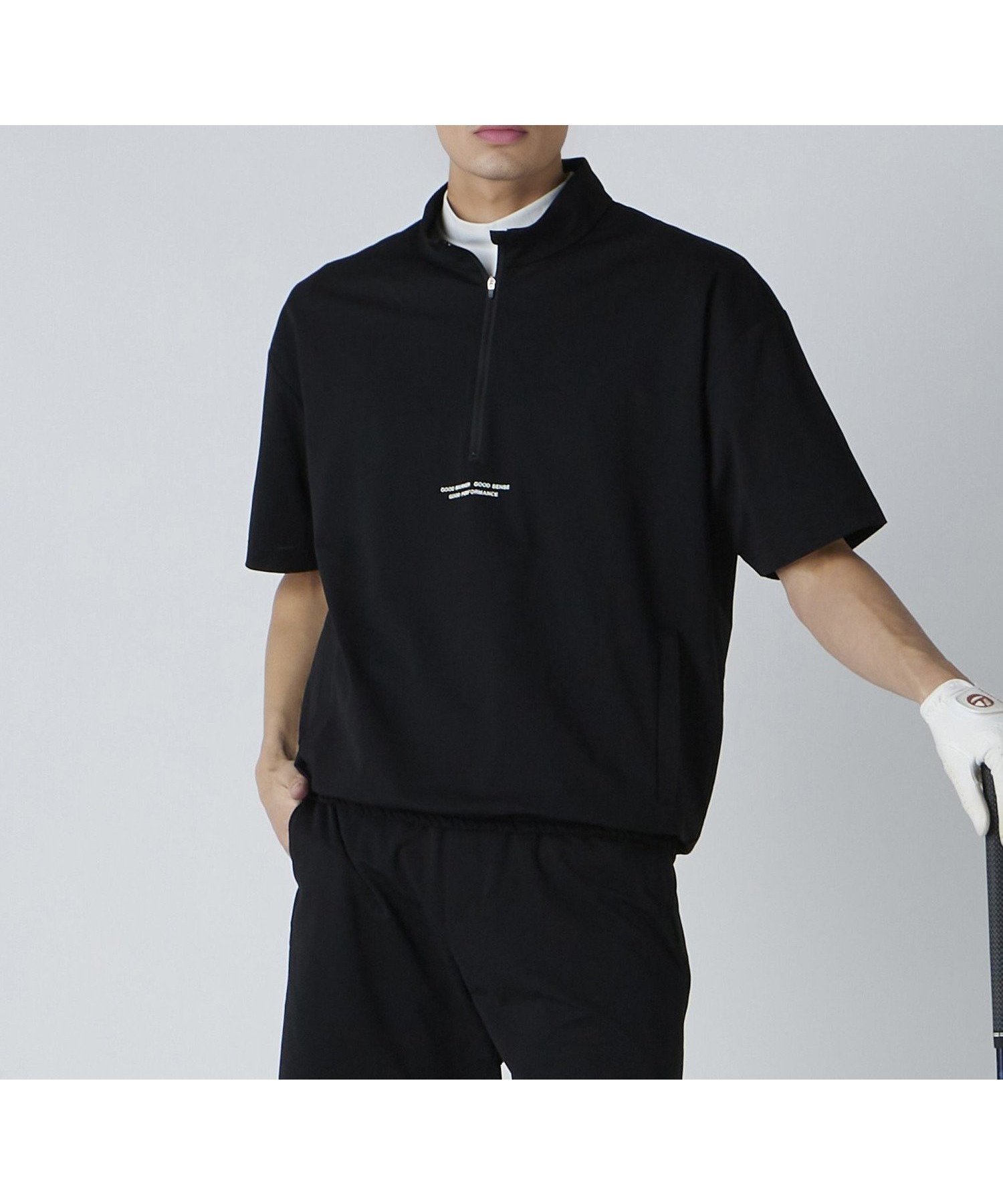 【ユナイテッドアローズ/UNITED ARROWS / MEN】のハーフジップ ショートスリーブ プルオーバーー吸水速乾ー インテリア・キッズ・メンズ・レディースファッション・服の通販 founy(ファニー) 　ファッション　Fashion　メンズファッション　MEN　トップス・カットソー　Tops/Tshirt/Men　春　Spring　吸水　Water Absorption　ショート　Short　スポーツ　Sports　スリーブ　Sleeve　セットアップ　Set Up　トレンド　Trend　パフォーマンス　Performance　フィット　Fit　S/S・春夏　Ss・Spring/Summer　おすすめ　Recommend　夏　Summer　ゴルフ　Golf　BLACK|ID: prp329100004526522 ipo3291000000032082701