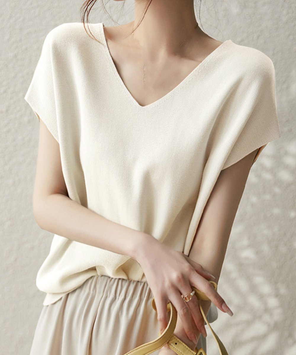 【ミニミニストア/miniministore】のニットトップス レディース 韓国春秋夏服 インテリア・キッズ・メンズ・レディースファッション・服の通販 founy(ファニー) 　ファッション　Fashion　レディースファッション　WOMEN　トップス・カットソー　Tops/Tshirt　ニット　Knit Tops　イエロー　Yellow　サマー　Summer　ショルダー　Shoulder　ドロップ　Drop　ボトム　Bottom　半袖　Short Sleeve　無地　Plain Color　ラベンダー　Lavender　夏　Summer　エレガント 上品　Elegant　ビジネス 仕事 通勤　Business　アイボリー|ID: prp329100004526523 ipo3291000000032317967