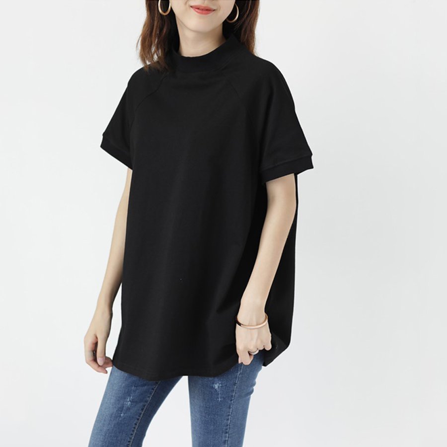 【ココモモ/COCOMOMO】のクルーネック 半袖 Tシャツ カジュアル 無地 レディース ミドル丈 カットソー インテリア・キッズ・メンズ・レディースファッション・服の通販 founy(ファニー) 　ファッション　Fashion　レディースファッション　Fashion for Women　トップス・カットソー　Cut & Sew Tops　シャツ・ブラウス・オフィスカジュアル　Elegant Blouses & Button-Ups　ロングTシャツ・Tシャツ　Longline T-Shirts & Tees　カットソー・ベーシックTシャツ　Cut-and-Sewn Tops / Stretch Tees & Basics　カットソー　Cut and Sewn Top　シンプル　Simple, Minimal　スリーブ　Sleeve, Long Sleeve / Short Sleeve　トレンド　Trend, Trending Now　ミドル　Middle Length, Mid Height　半袖　Short Sleeve, Half Sleeve　無地　Plain, Solid Color　ブラック|ID: prp329100004526528 ipo3291000000033467079