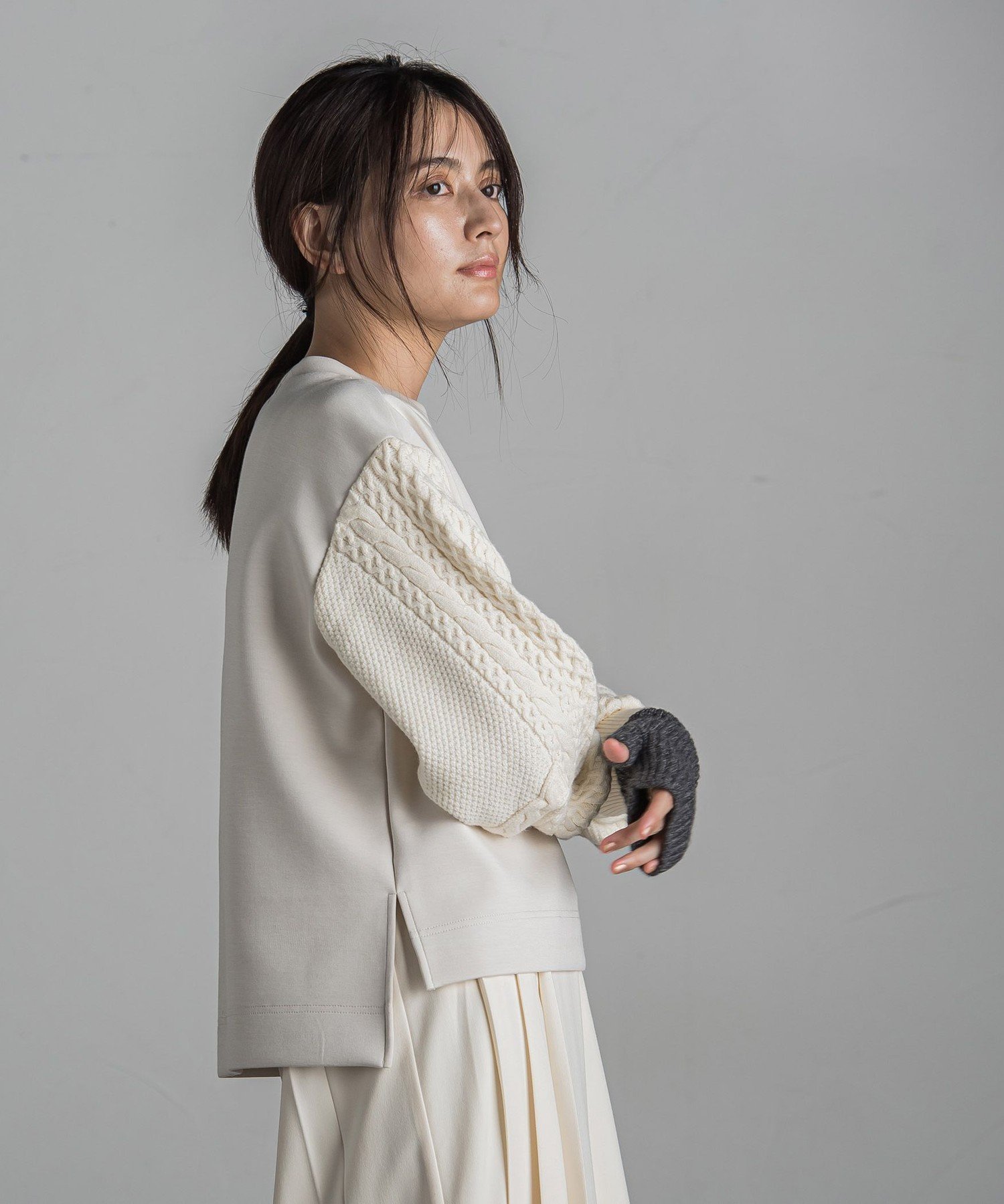 【メイソングレイ/MAYSON GREY】の3Dニットスリーブダンボールニットプルオーバー≪手洗い可能≫ インテリア・キッズ・メンズ・レディースファッション・服の通販 founy(ファニー) 　ファッション　Fashion　レディースファッション　WOMEN　トップス・カットソー　Tops/Tshirt　ニット　Knit Tops　プルオーバー　Pullover　キュロット　Culottes　コンパクト　Compact　ジャージー　Jersey　スリーブ　Sleeve　バランス　Balance　パターン　Pattern　フォルム　Form　フラット　Flat　ワイド　Wide　オフホワイト|ID: prp329100004526563 ipo3291000000032012342